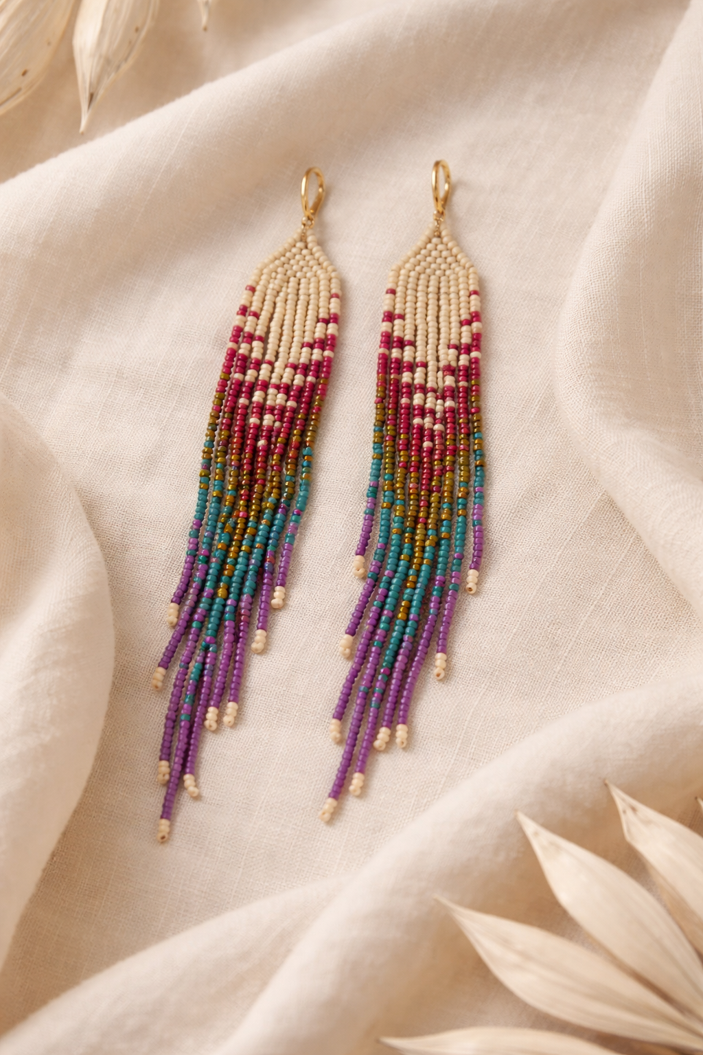Winter Solstice Beaded Fringe Earrings