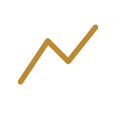 A line graph with an upward trend, colored in brown, on a black background.