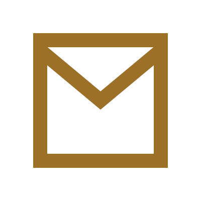 Email icon with a brown envelope inside a black circle.