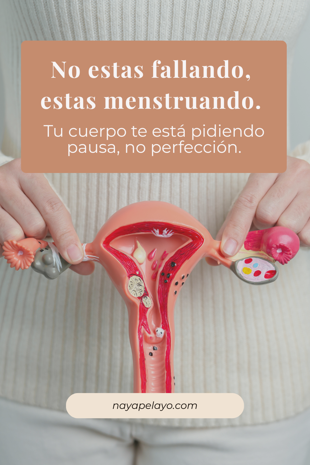 Frase que explica que durante la fase menstrual el cuerpo necesita descanso, pausa y mínimo viable