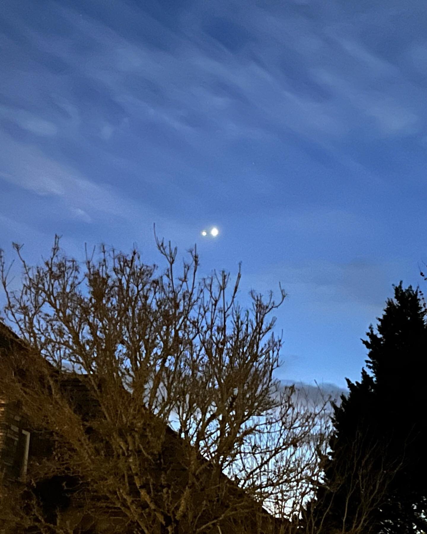 Driving home this evening, a strange phenomenon in the sky caught my attention. Is it a plane? No. Is it a UFO? No. It is Venus and Jupiter passing each other on a conjunction. Super cool! Step outside and check it out.
