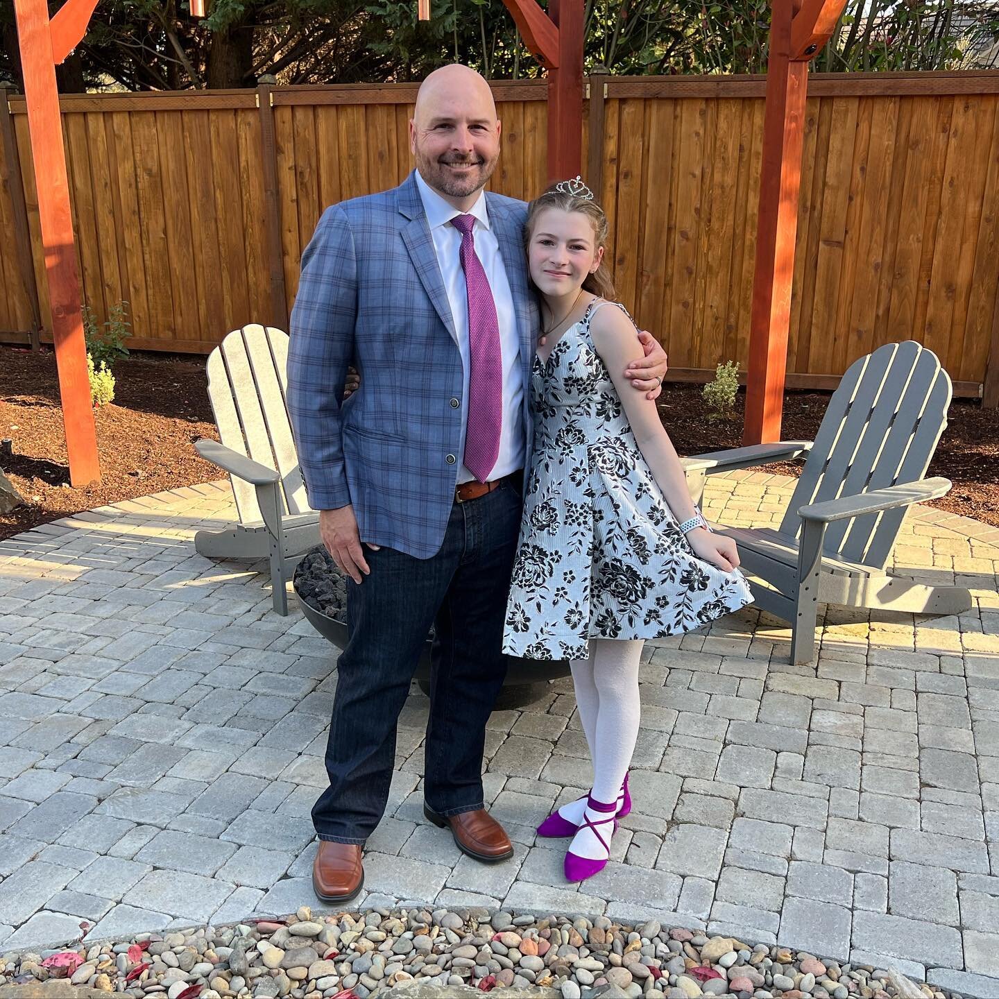 Looking good for their annual Daddy Daughter Dance. They clean up well! 🎉💃🕺