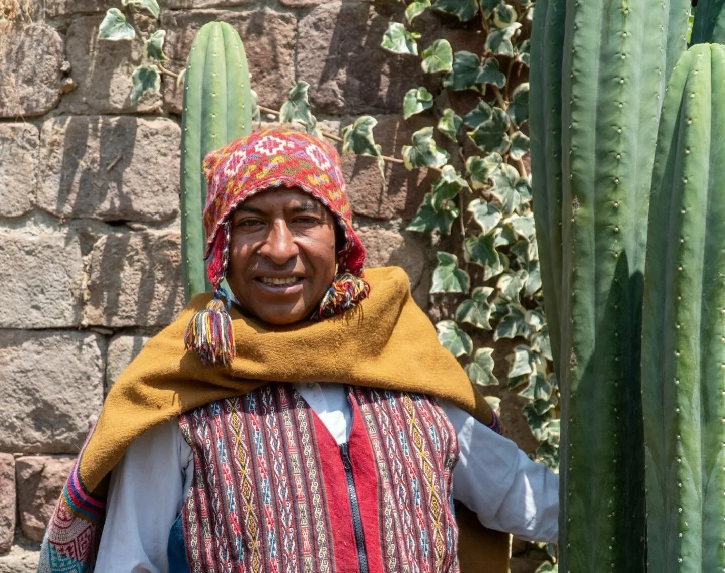 Louis with some of our Wachuma cacti, symbols of patience and strength, representing the sacred masculine energy of the Andes. It takes years for them to grow tall and strong, shaped by the harsh yet beautiful conditions of the mountains. A journey o