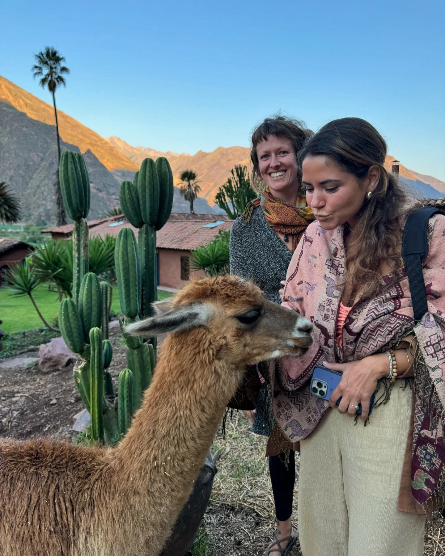 Chaska spreading joy at Hacienda Paucartika, charming everyone she meets! 🦙✨
