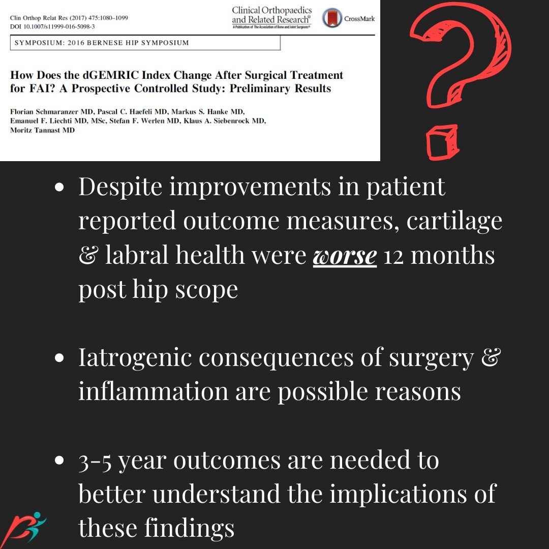 I think when it comes to hip surgery for FAIS and labral tears...

For the right patient, with the right clinical presentation, at the right time, with the right outlook....it can be helpful. 

I also think patients/people need to be aware that there