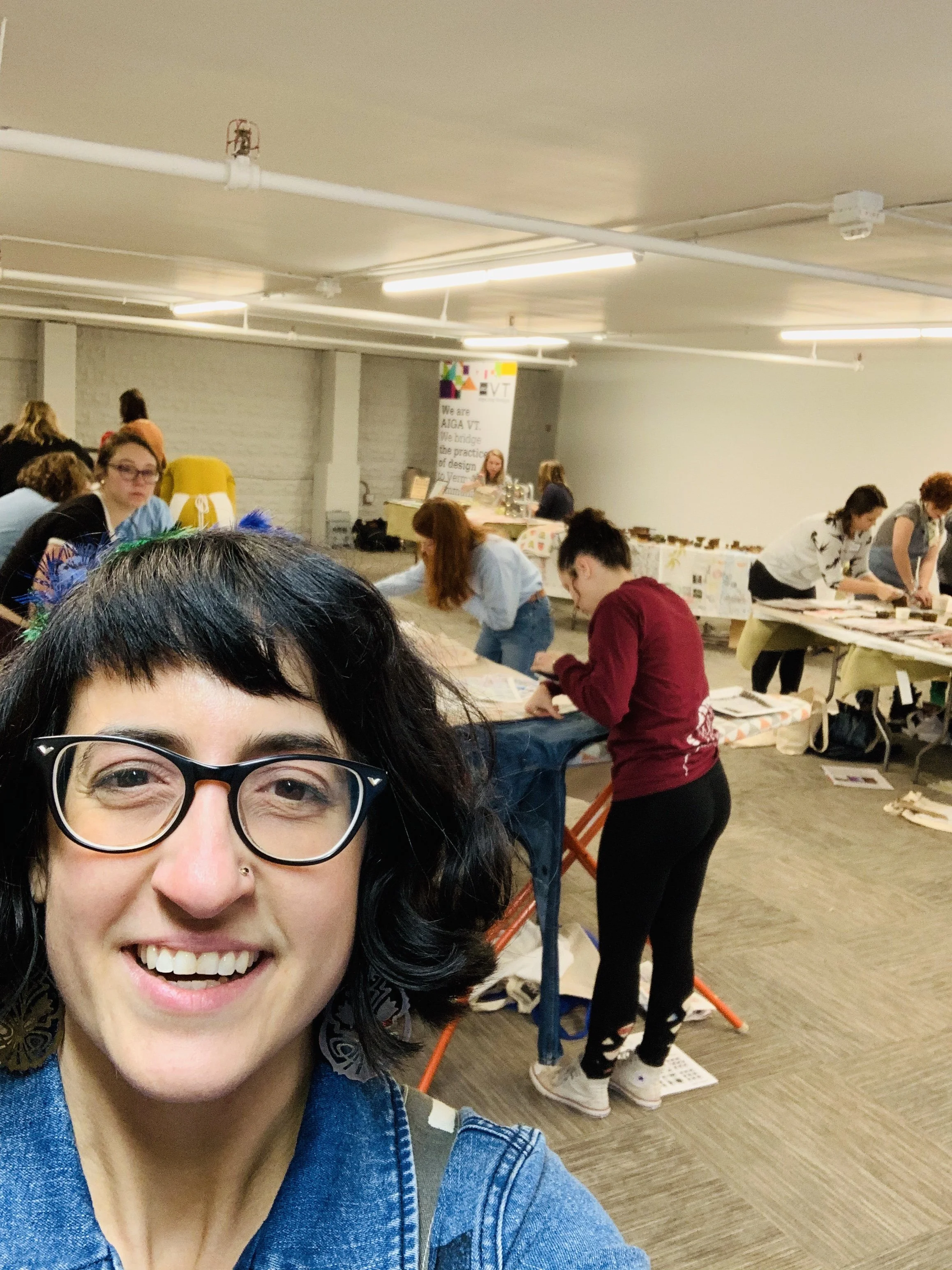 Bethany hosting a block print workshop