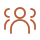 Orange group of three people icon on a black background