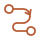 Orange winding line with two circular loops on a black background