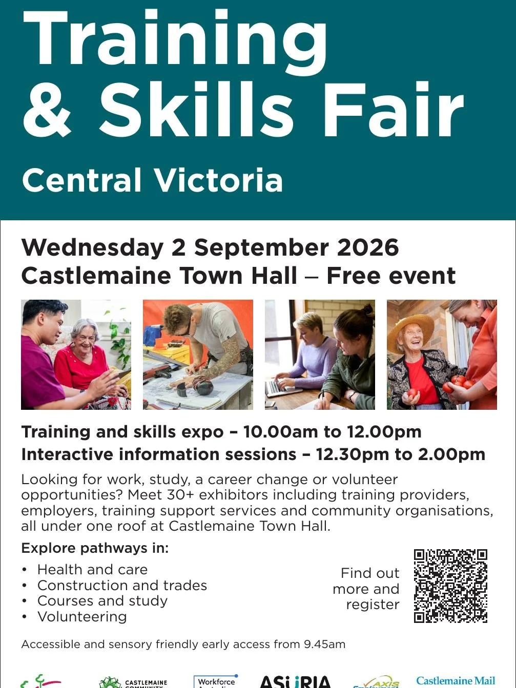 ✨ Looking for work, study or a career change?

The Training &amp; Skills Fair - Central Victoria is your chance to connect with local employers, training providers and support services, all under one roof.

📅 2 September 2026
 📍 Castlemaine Town Ha
