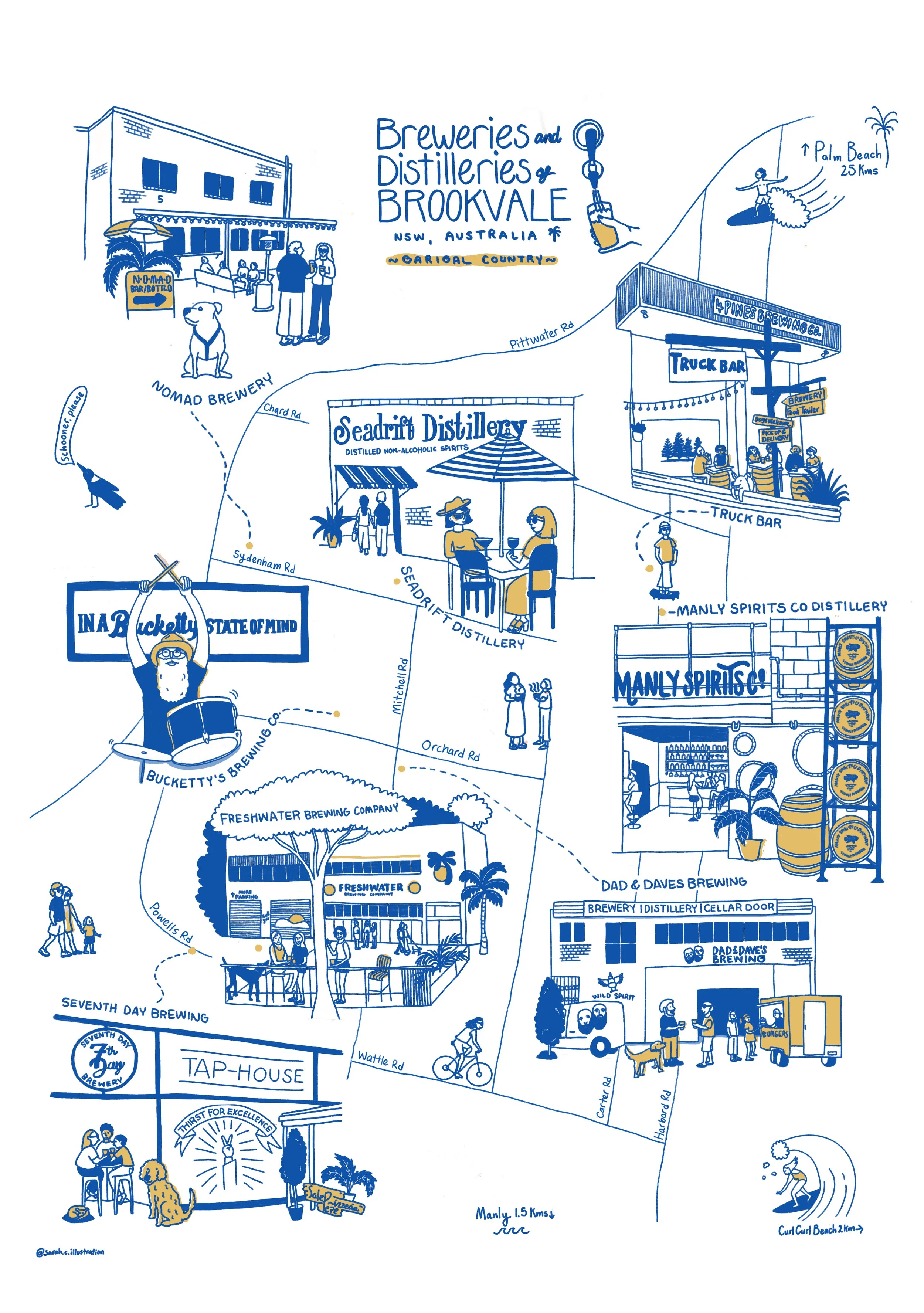 illustrated map, brookvale