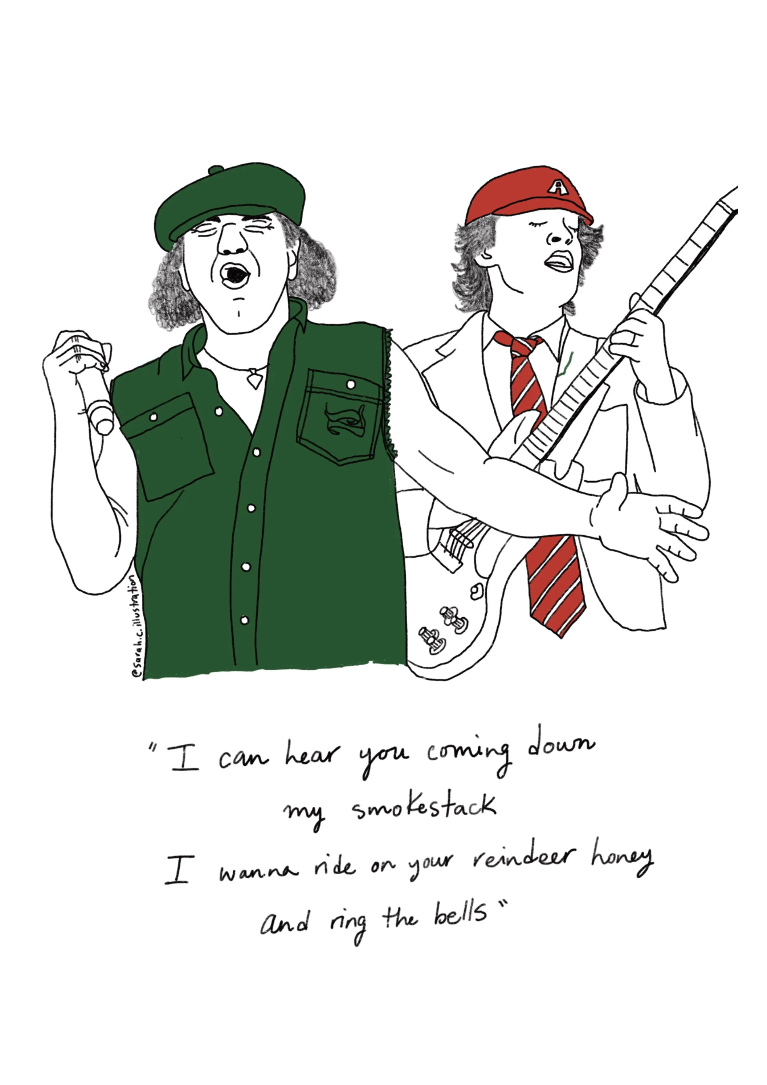 Illustrated Christmas Card ACDC Mistress for Christmas
