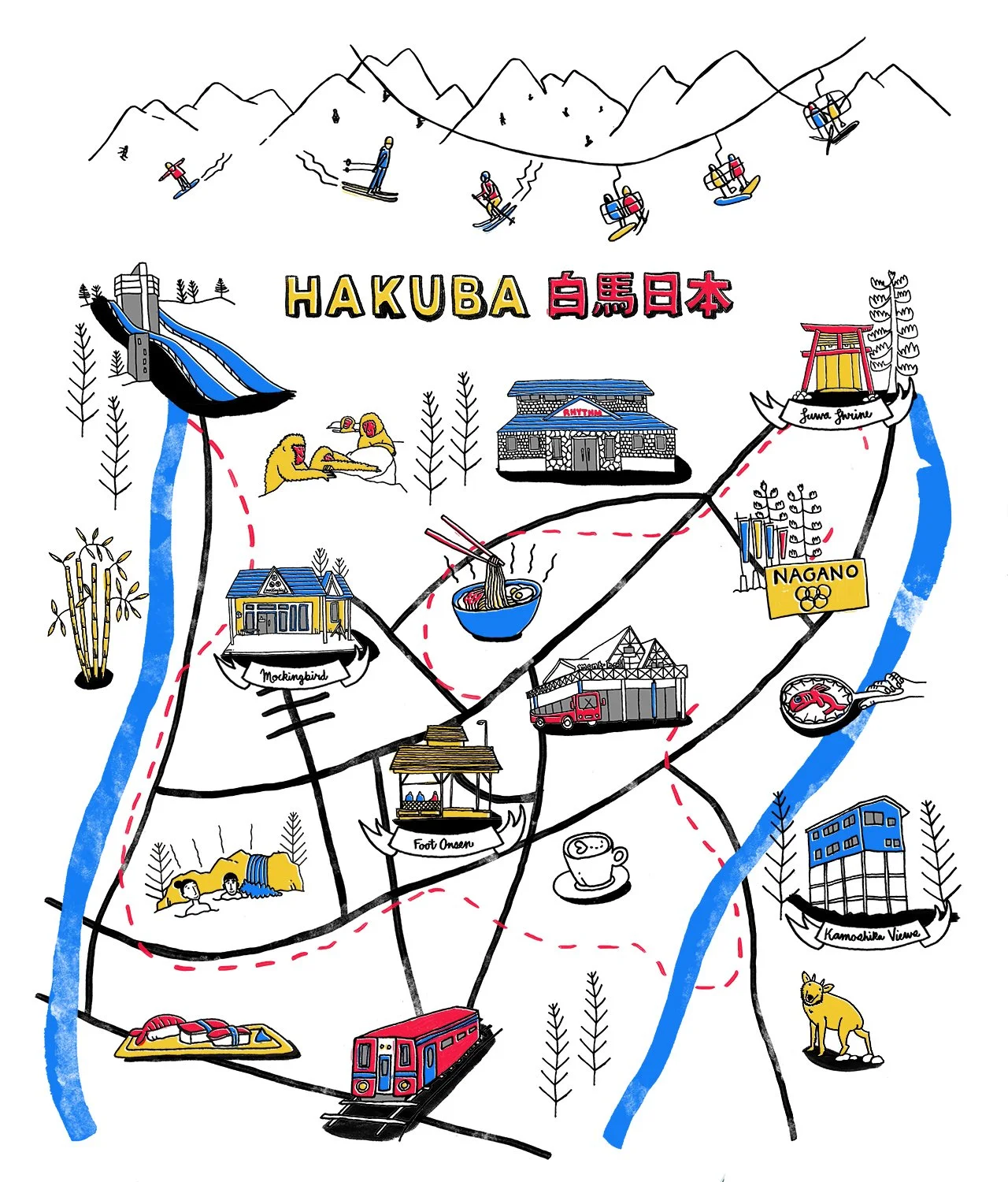 HAKUBA MAP T-SHIRT DESIGN FOR RHYTHM JAPAN, 2017