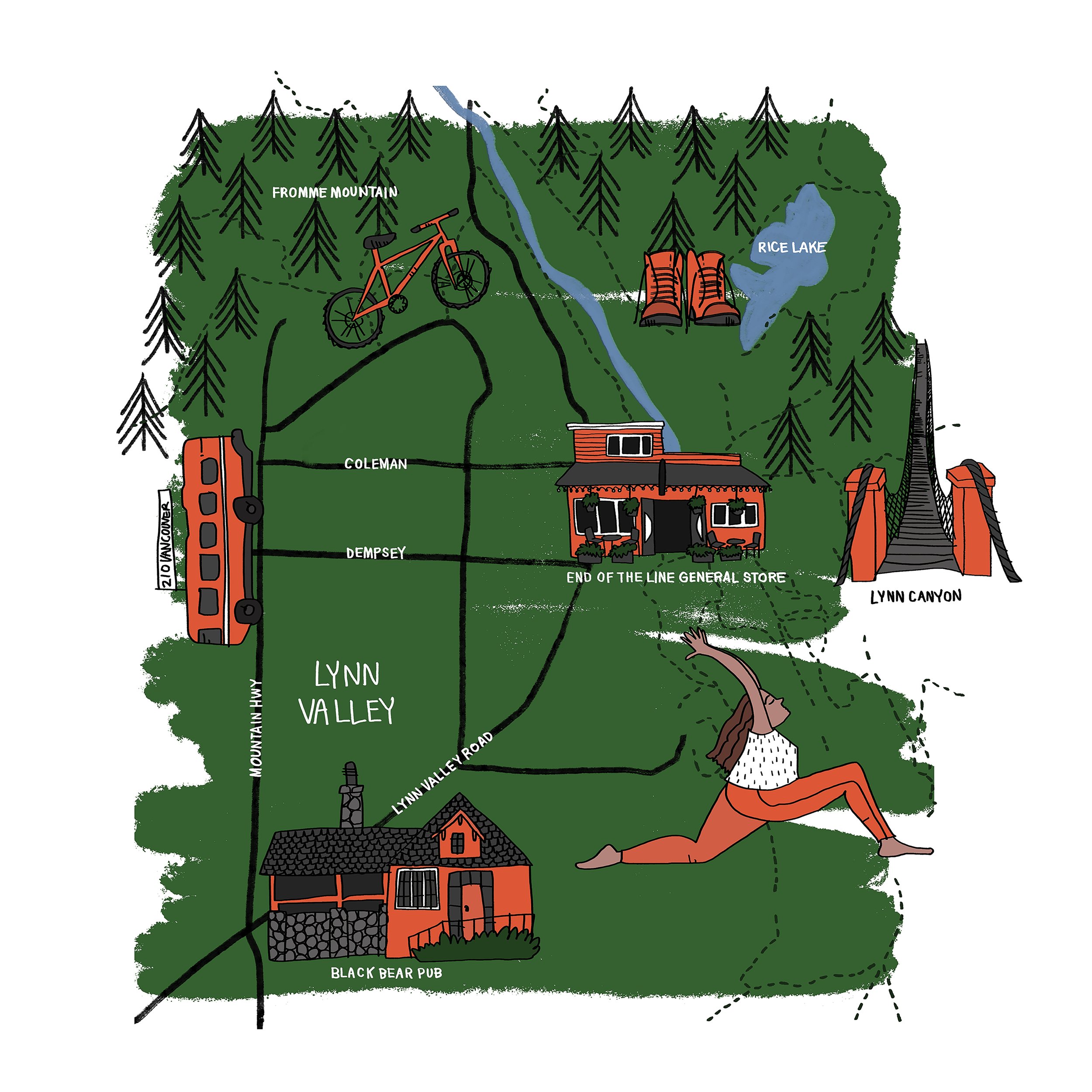 illustrated map, lynn valley