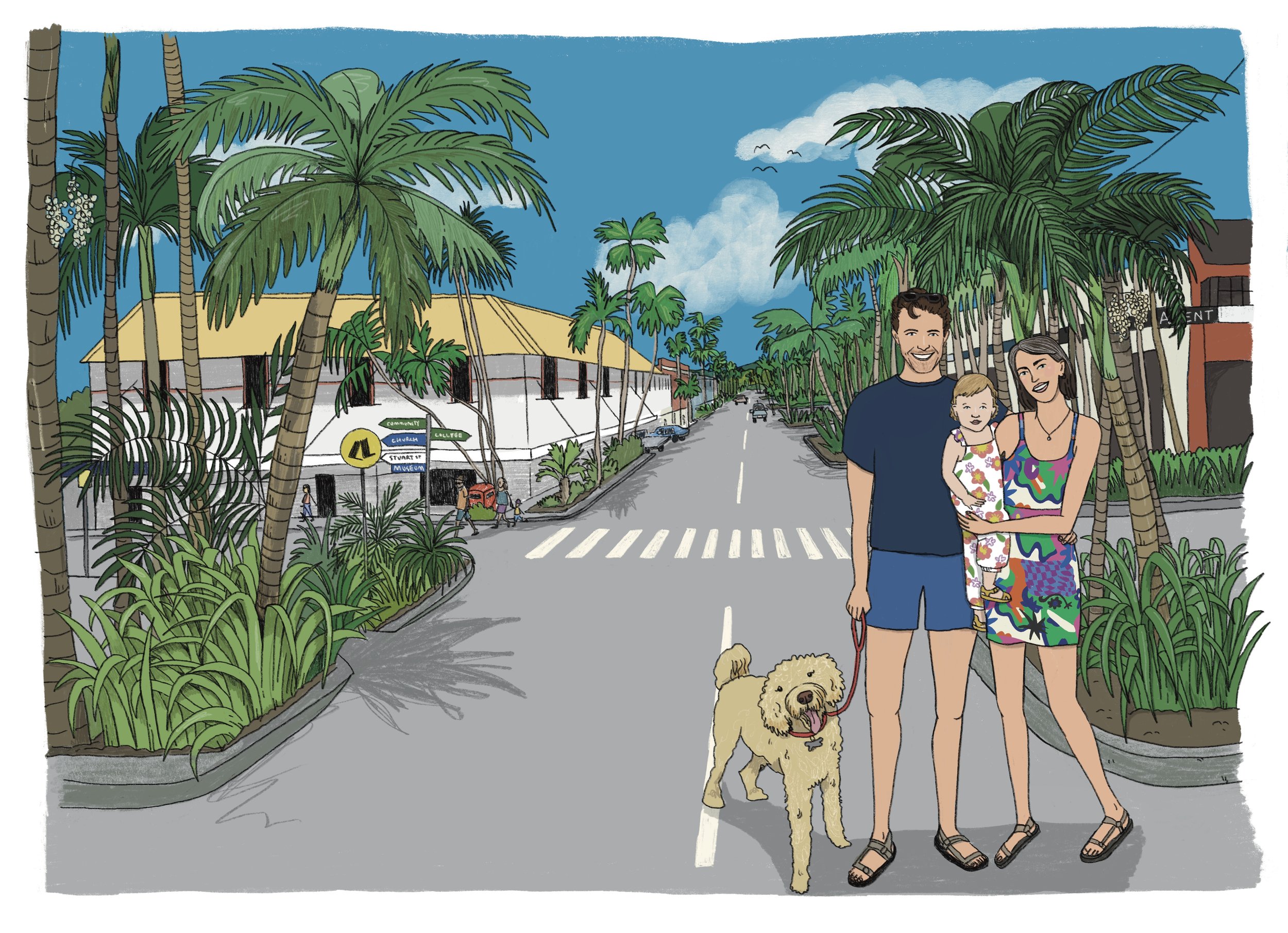 Custom family portrait illustration mullumbimby