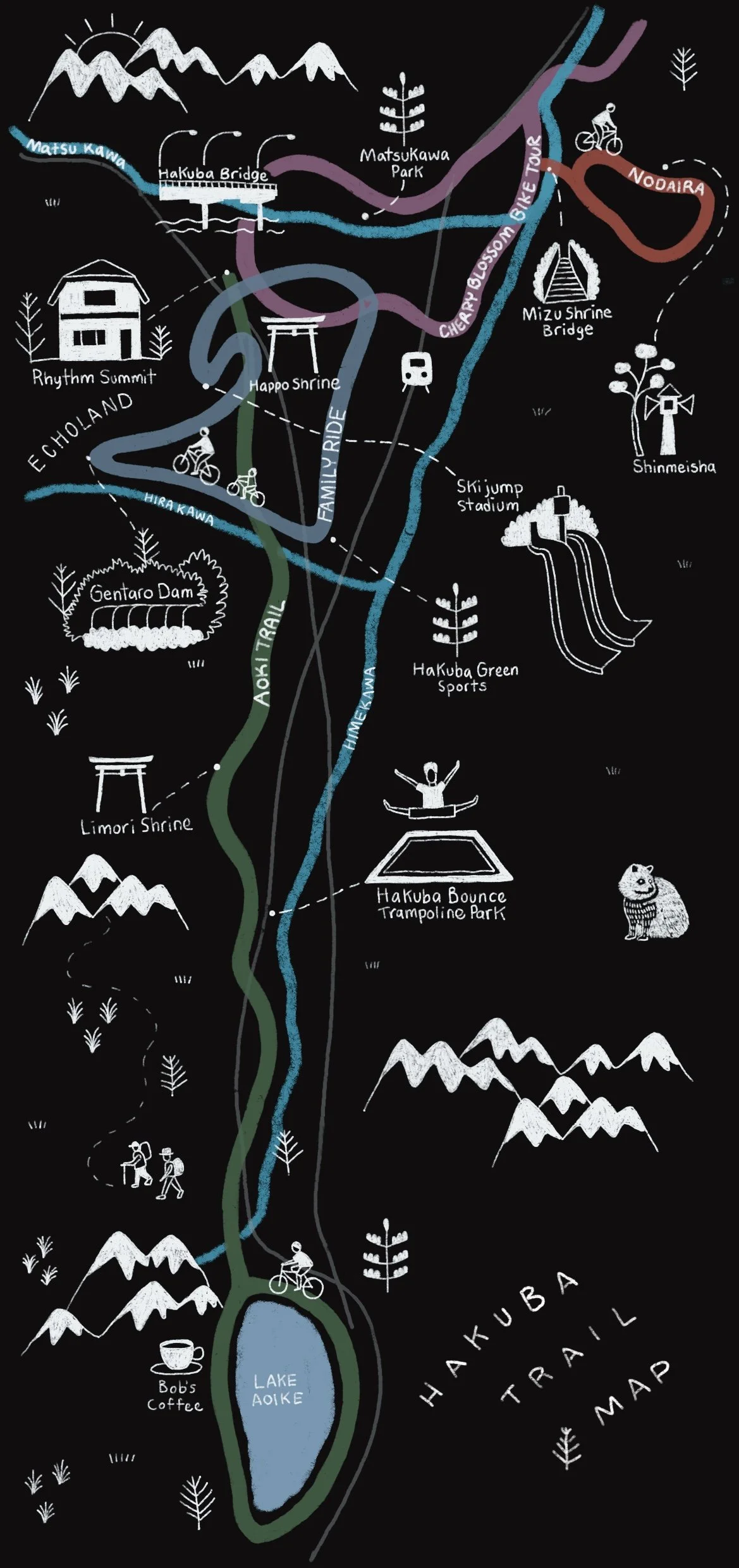 illustrated cycle map of Hakuba
