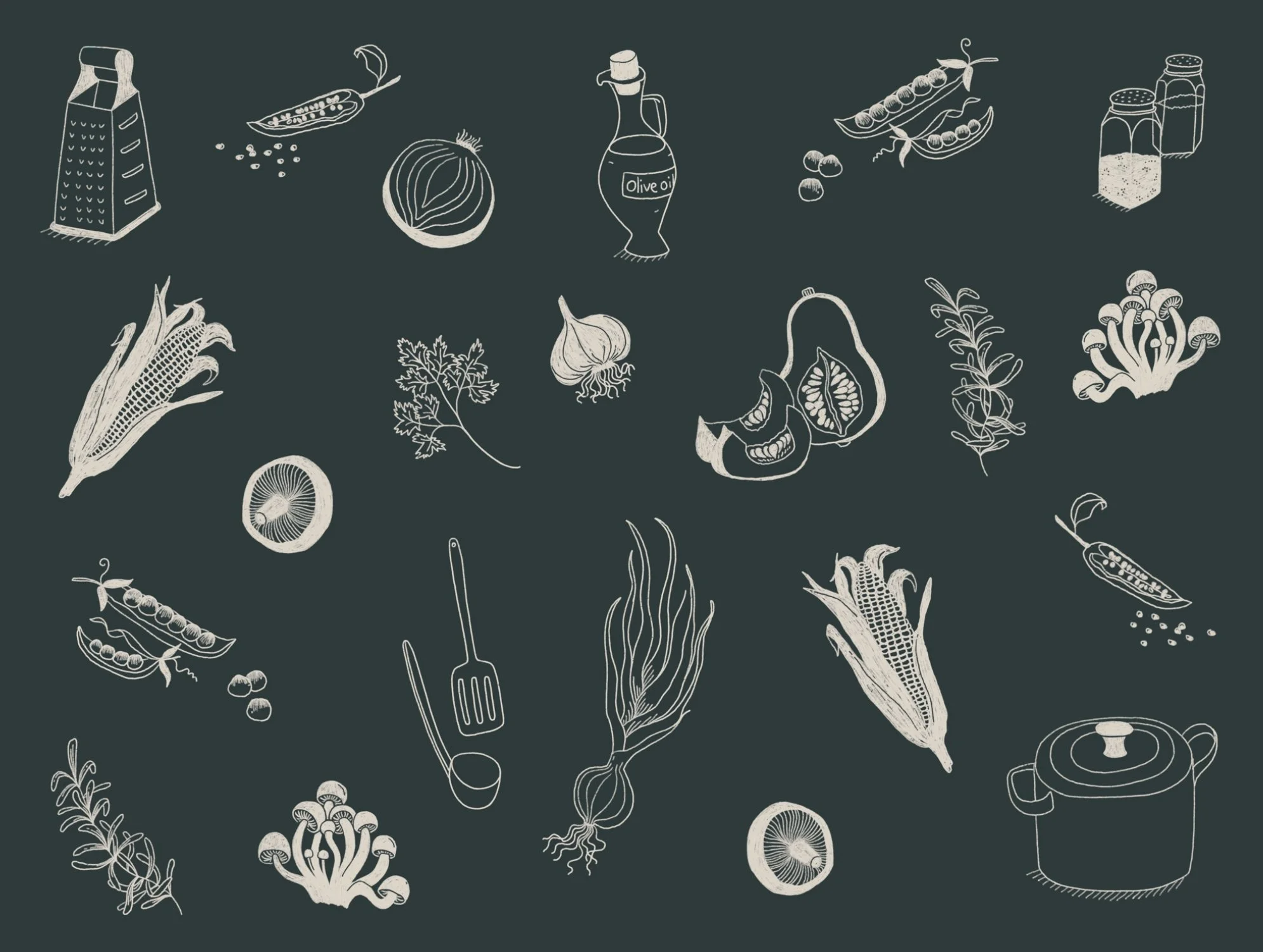 hand drawn digital illustration vegetables