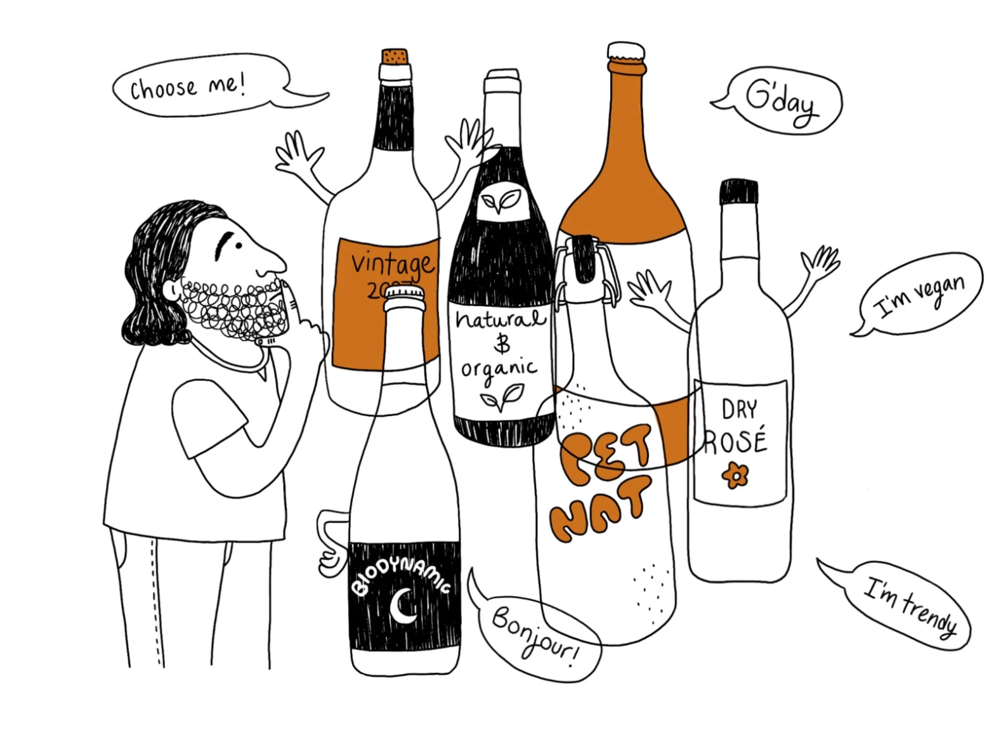AFR Australian financial review wine club quirky vector illustrations