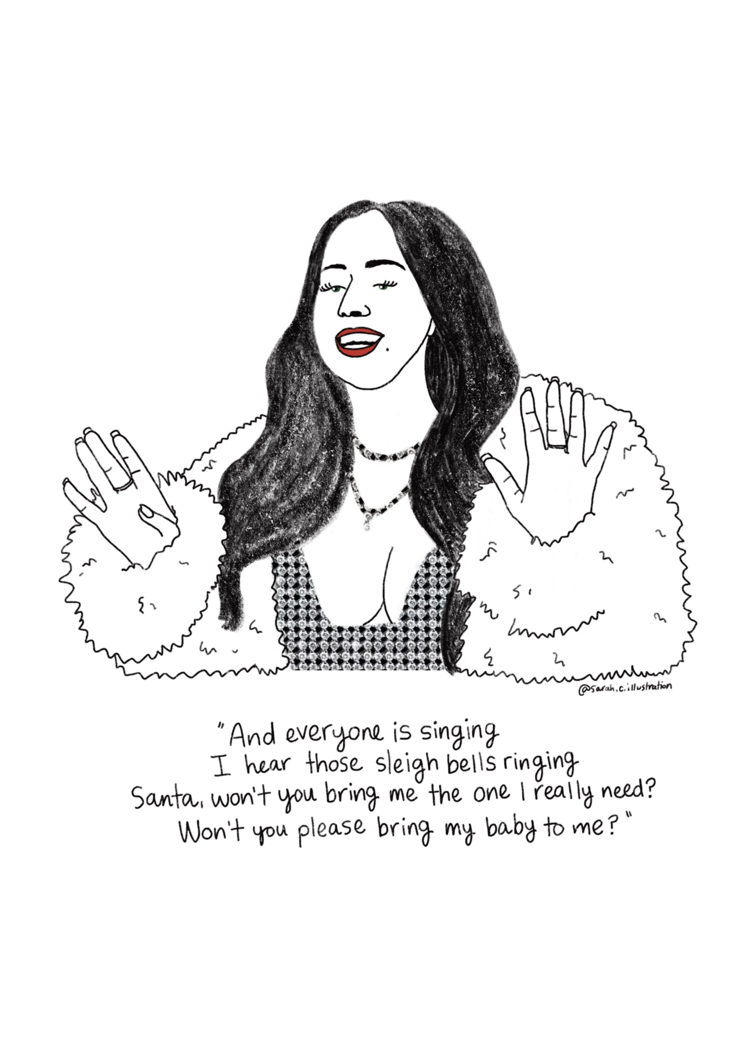 Mariah Carey illustrated Christmas card