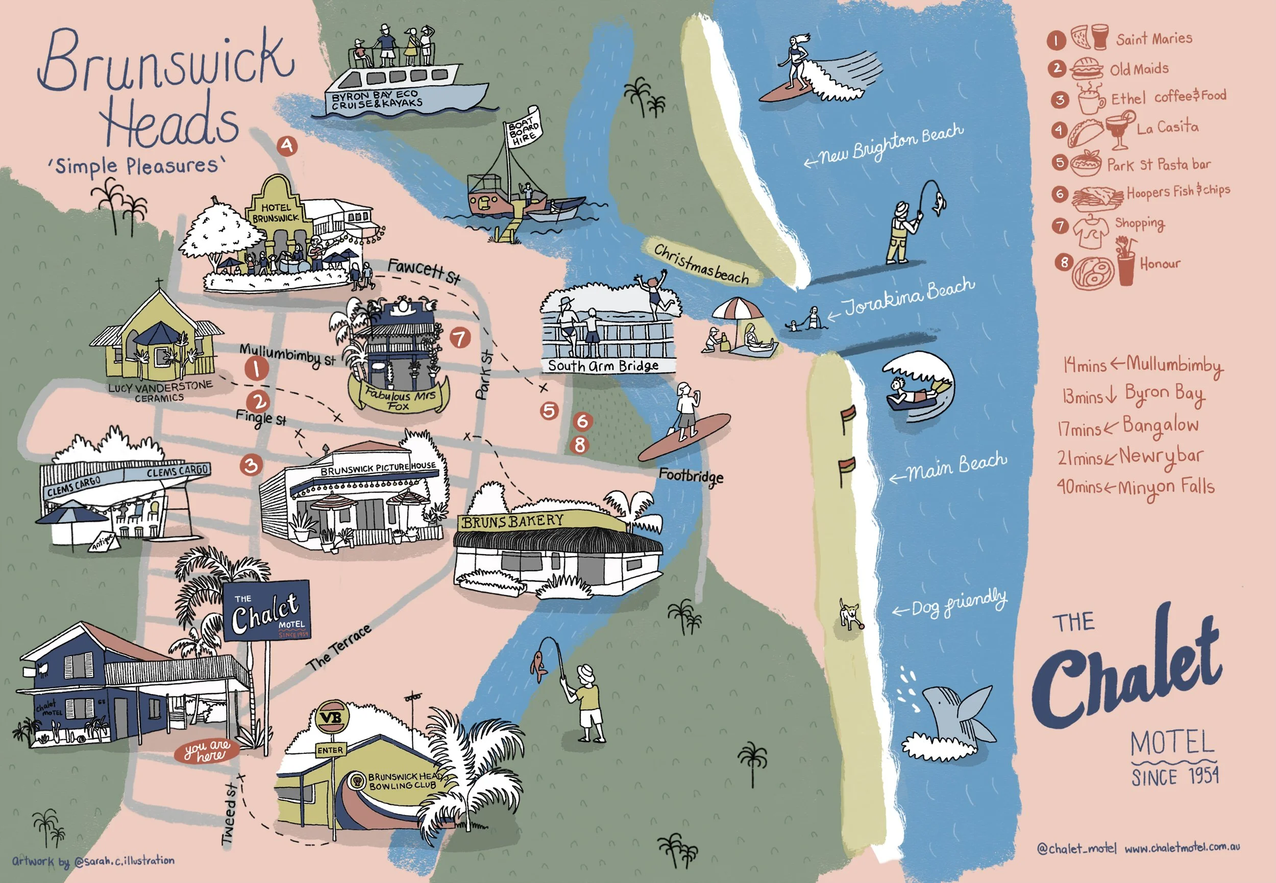 illustrated map, Brunswick Heads
