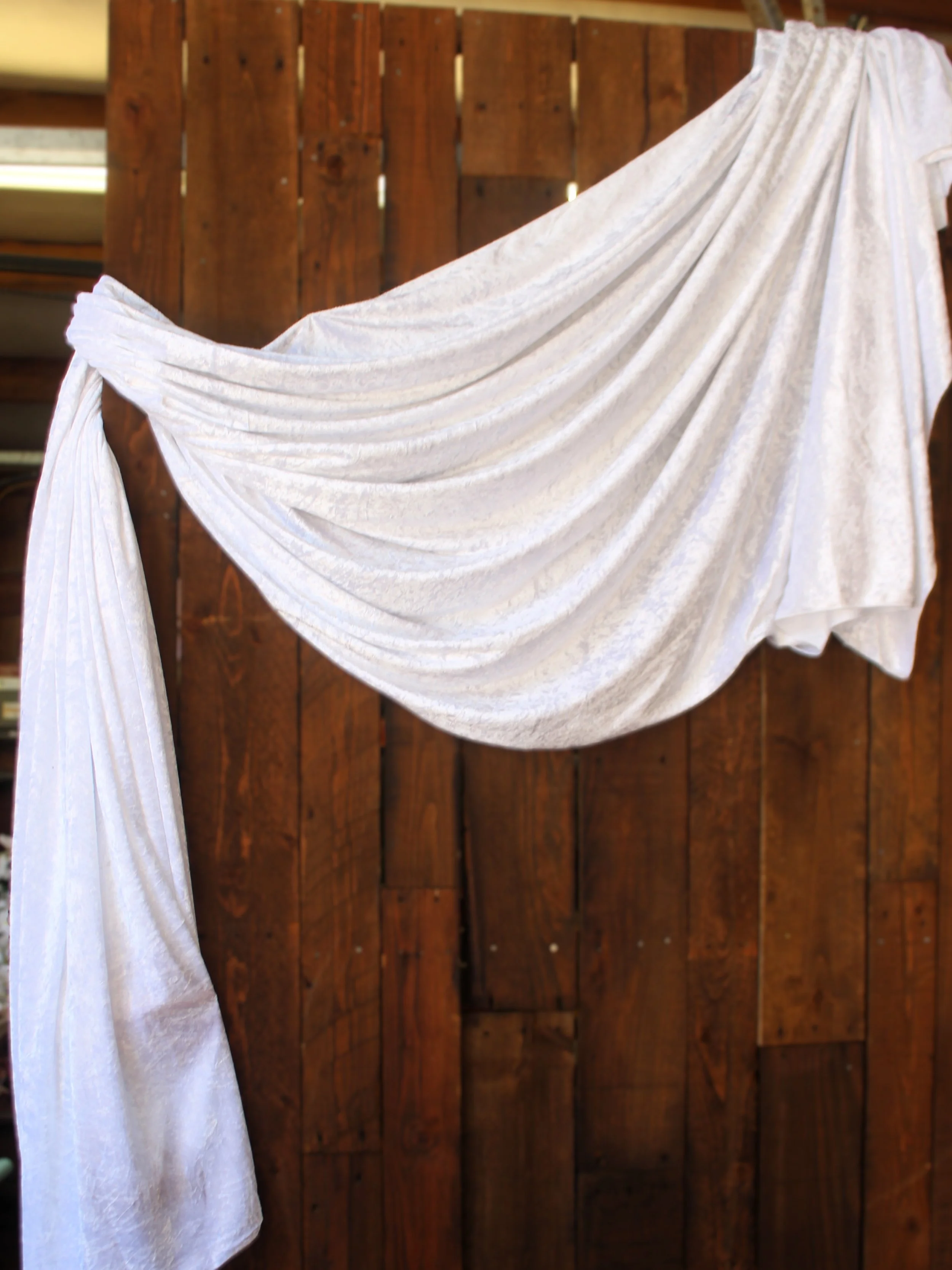 White Velvet Drapery 10 ft x 52 in