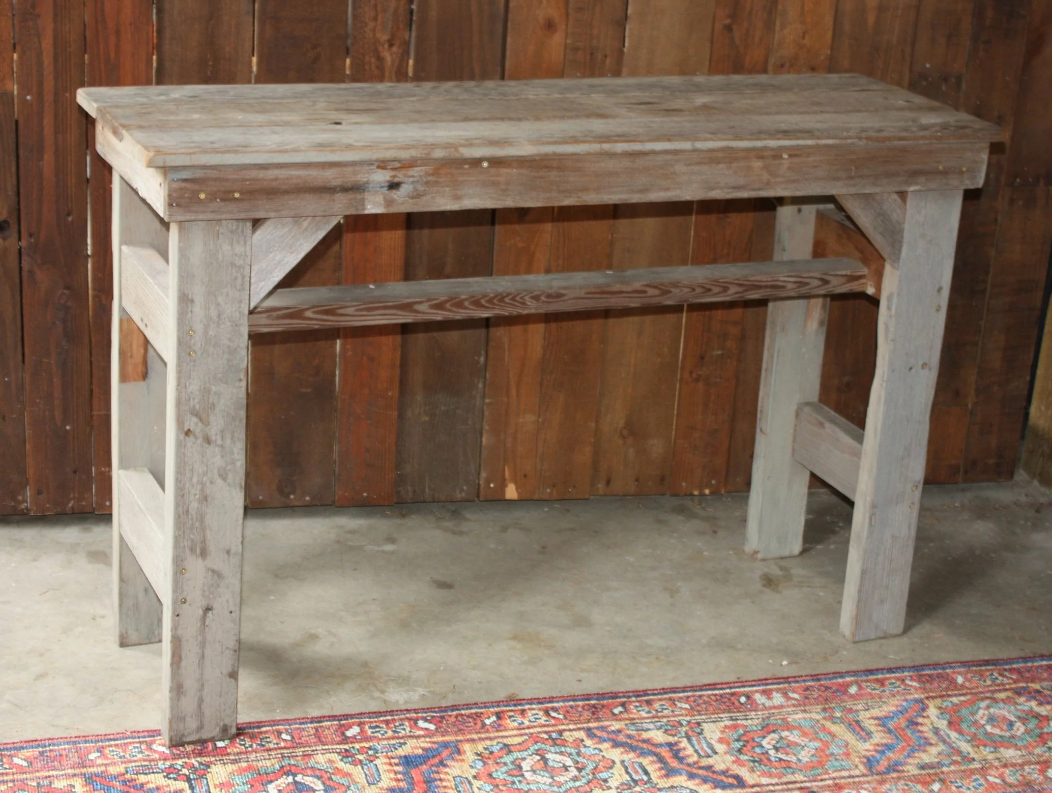 Rustic Wood Rectangle Farm Table 46" x 15" x 30.25" tall, 2 count