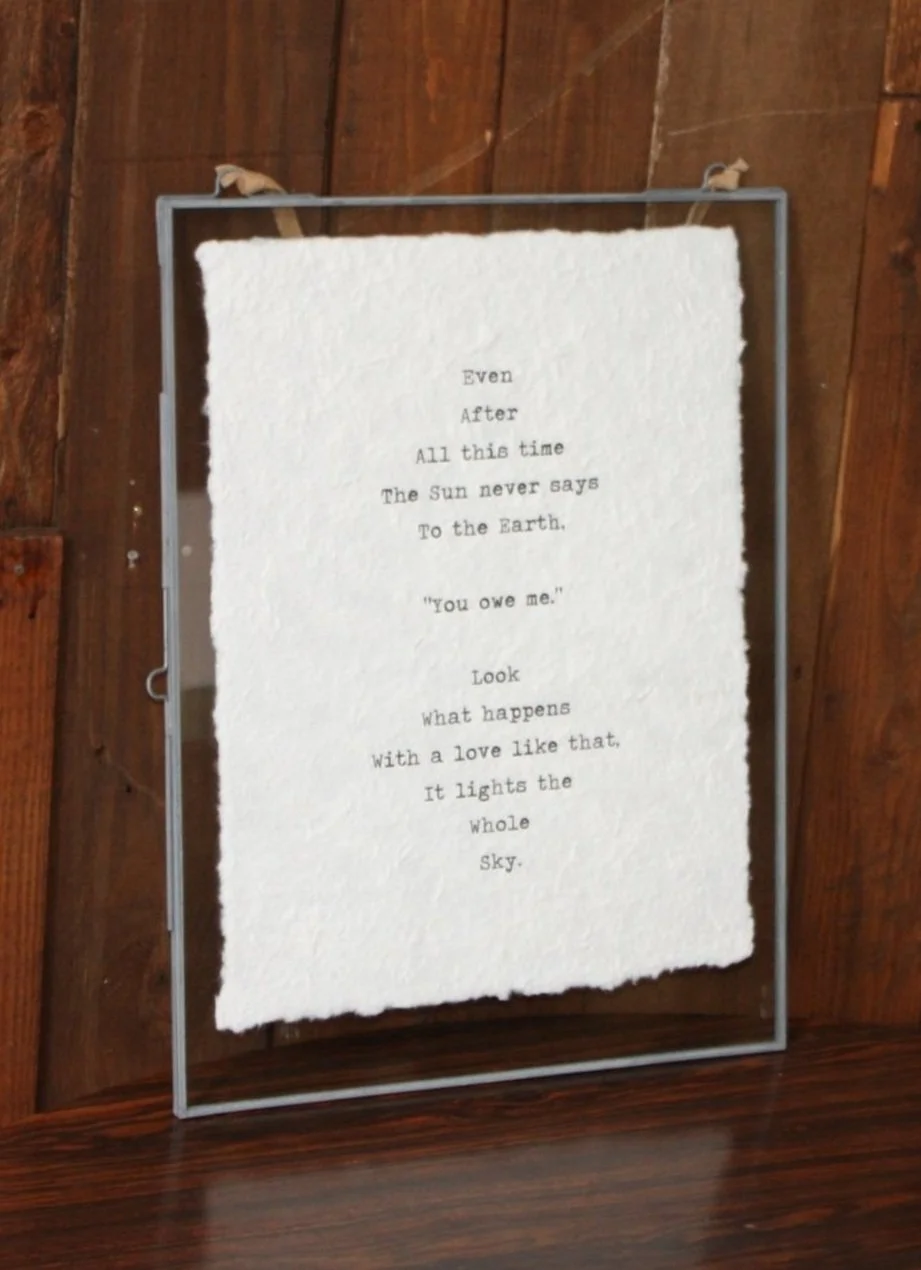 Hanging Glass-Framed Sun Love Quote