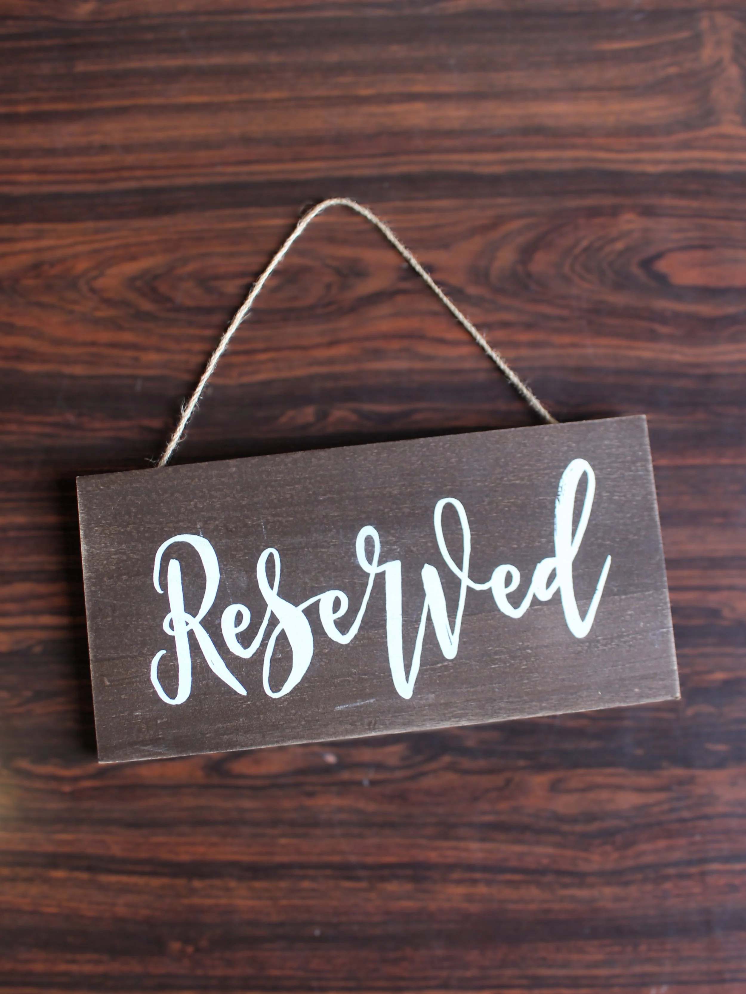 Reserved Wood Hanging Sign 12" x 6" tall, 6 count