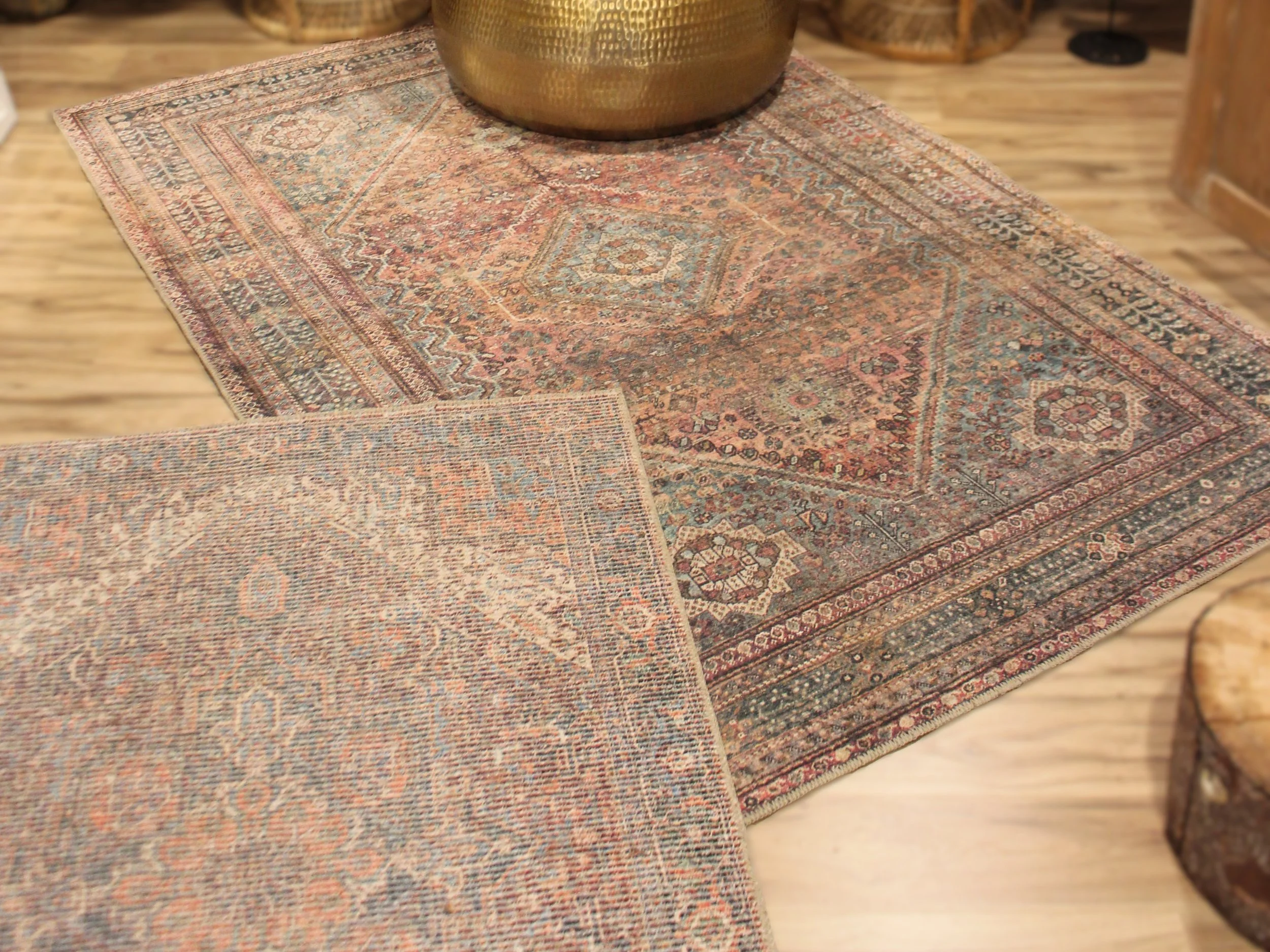 Rustic Rose & Teal Rugs, 2 count, 88" x 59" and 66" x 43"