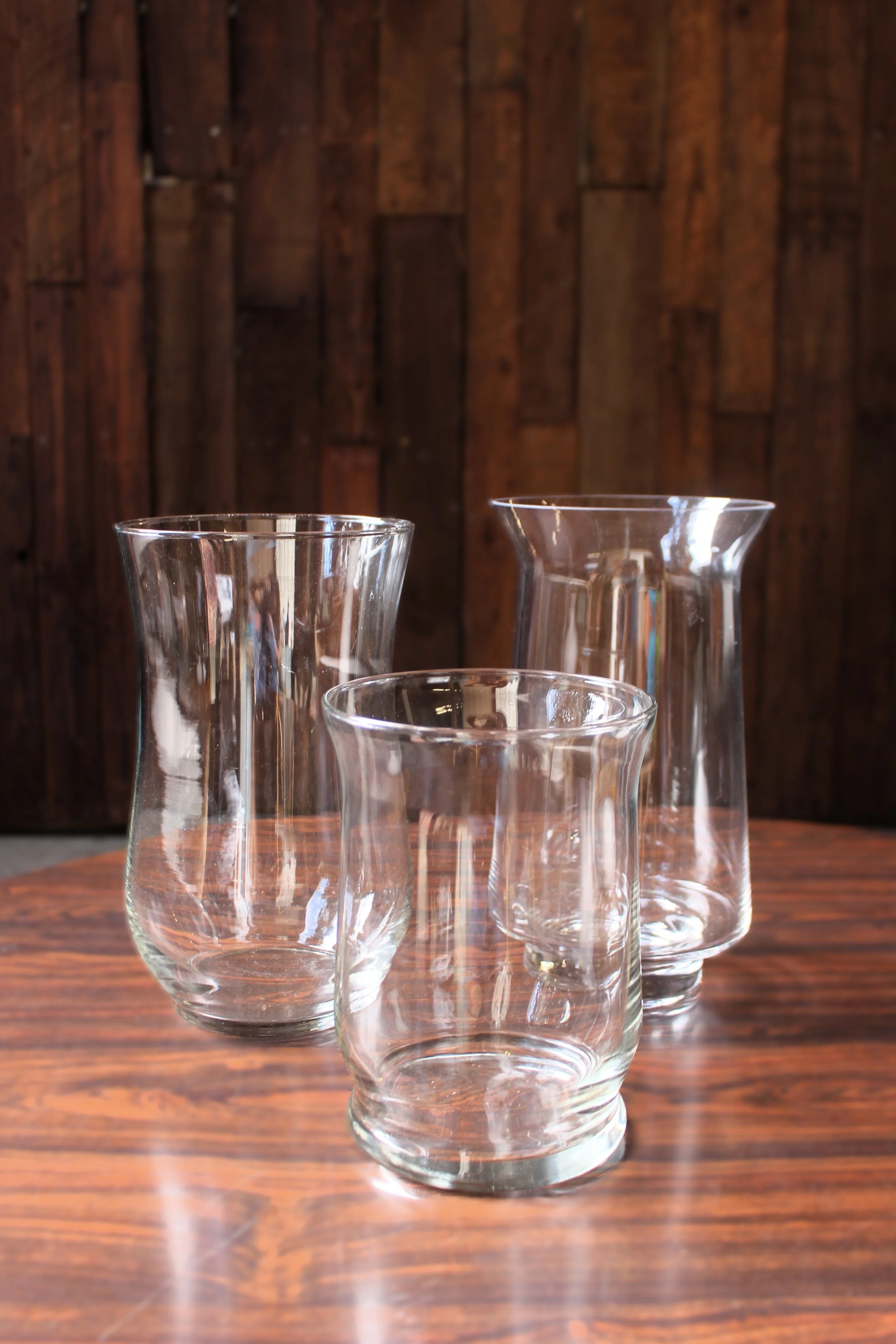 Glass Hurricane Candleholder: 8" tall 7 count, 11" 12 count 