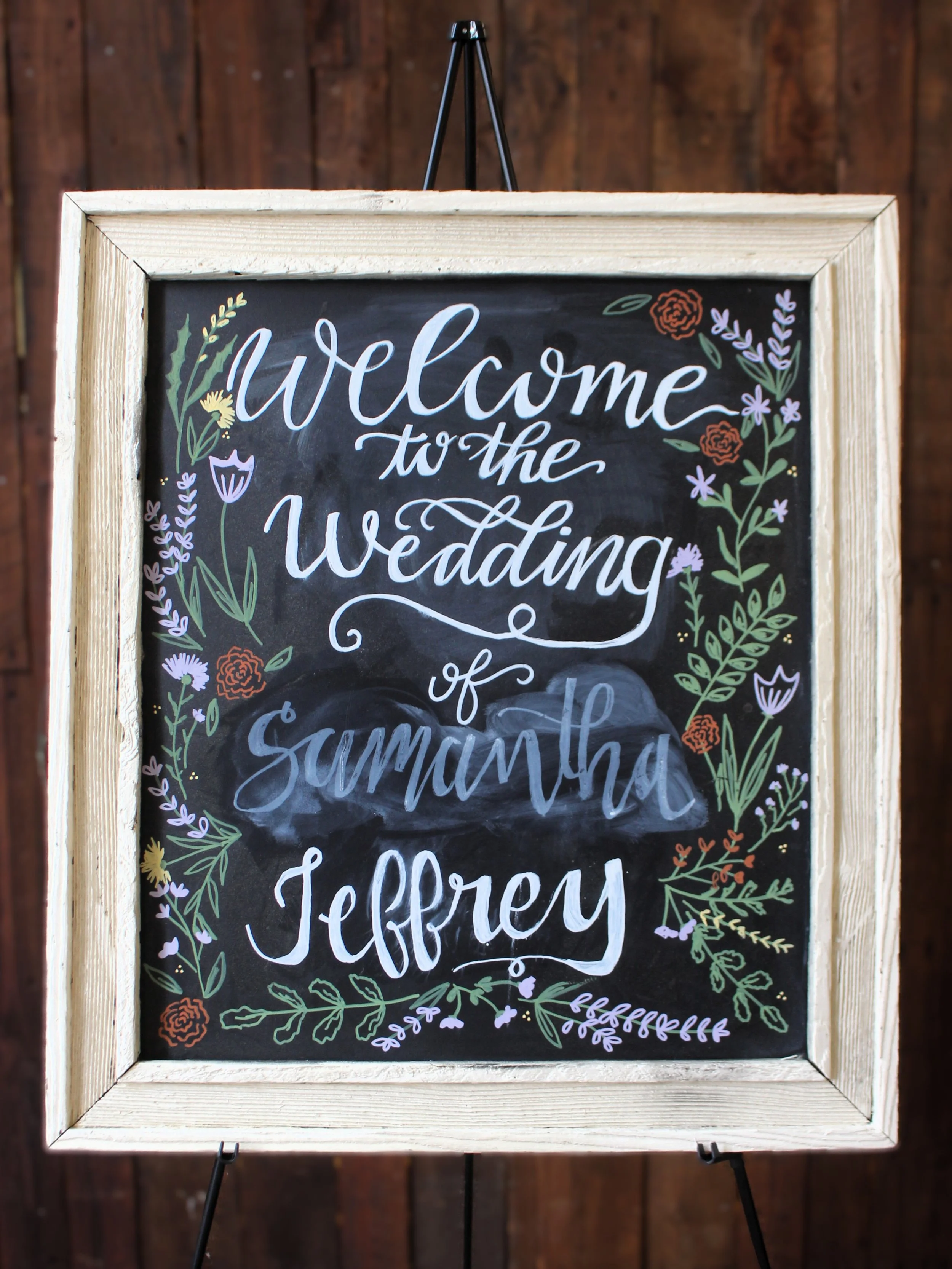 White Frame Chalkboard Sign 30" x 34"