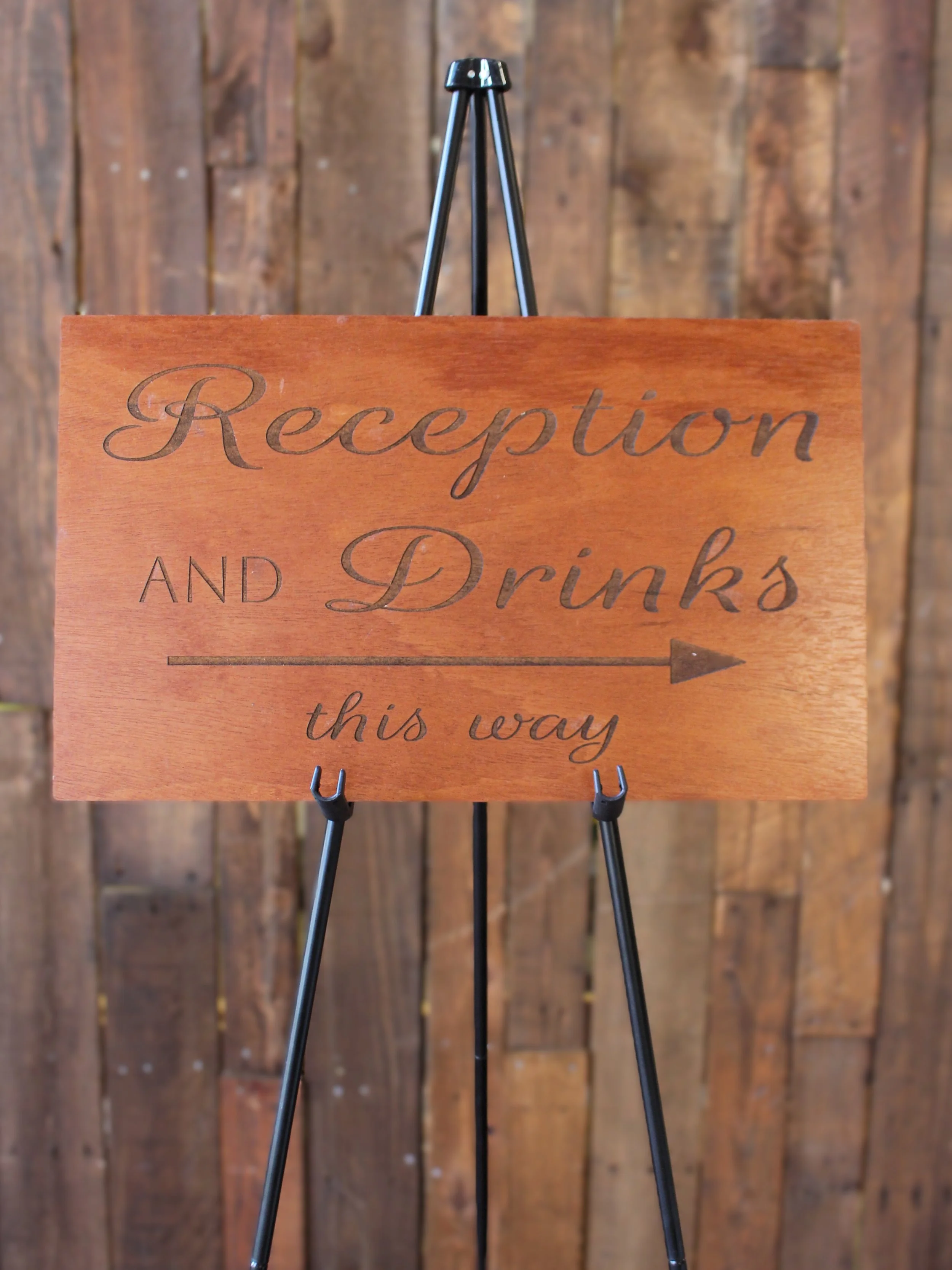 Wood Sign - Reception & Drinks 18" x 11", 2 count