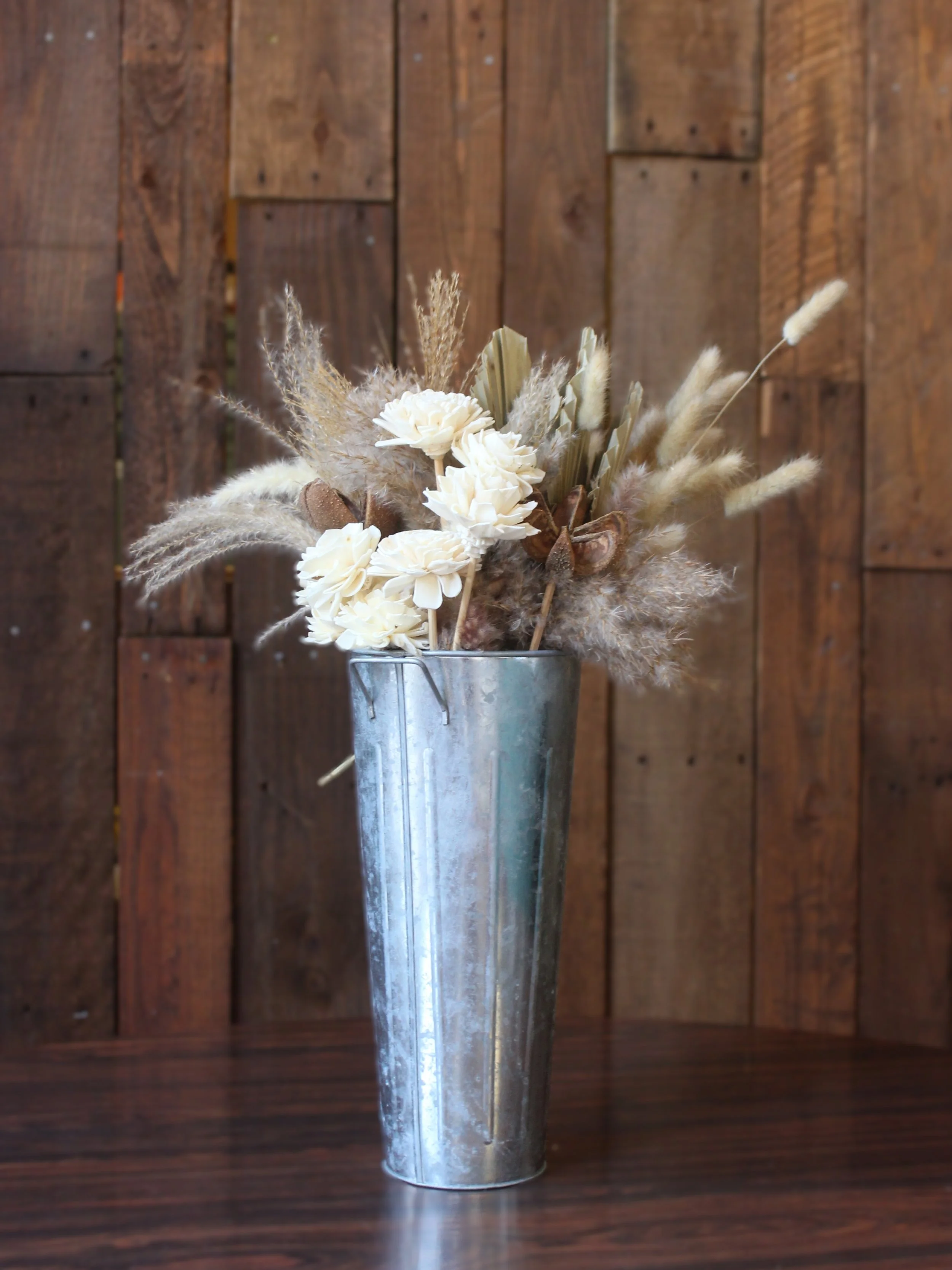 Galvanized Vase 12" tall, 1 count