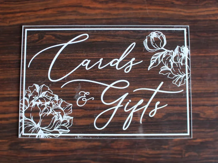 Transparent Sign - Cards & Gifts 9" x 6"