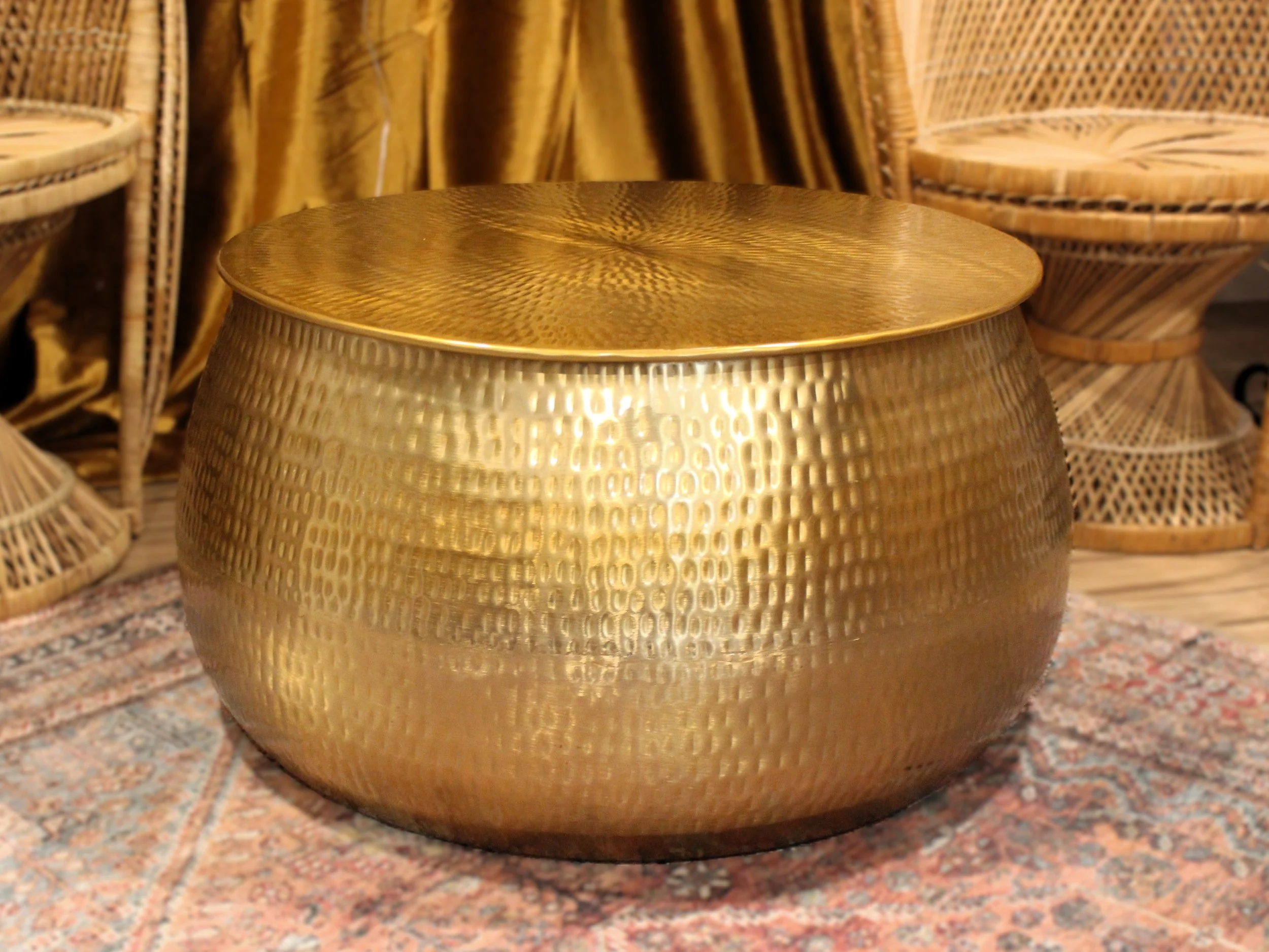 Gold Coffee Table 16" tall x 26.5" diameter