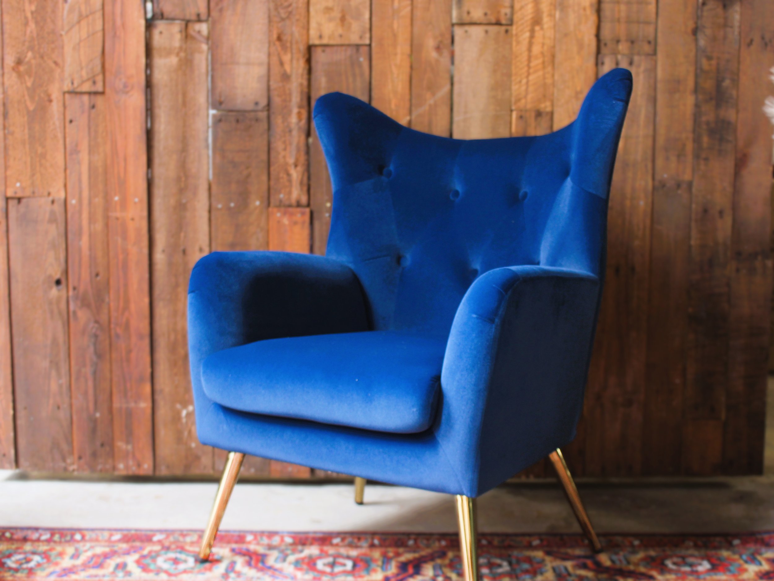 Blue Velvet Chairs 3' tall, 2 count