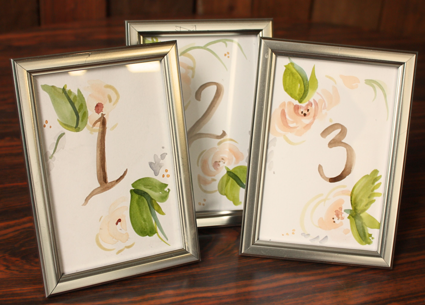 Hand-painted Silver Frame Table Numbers 1-20
