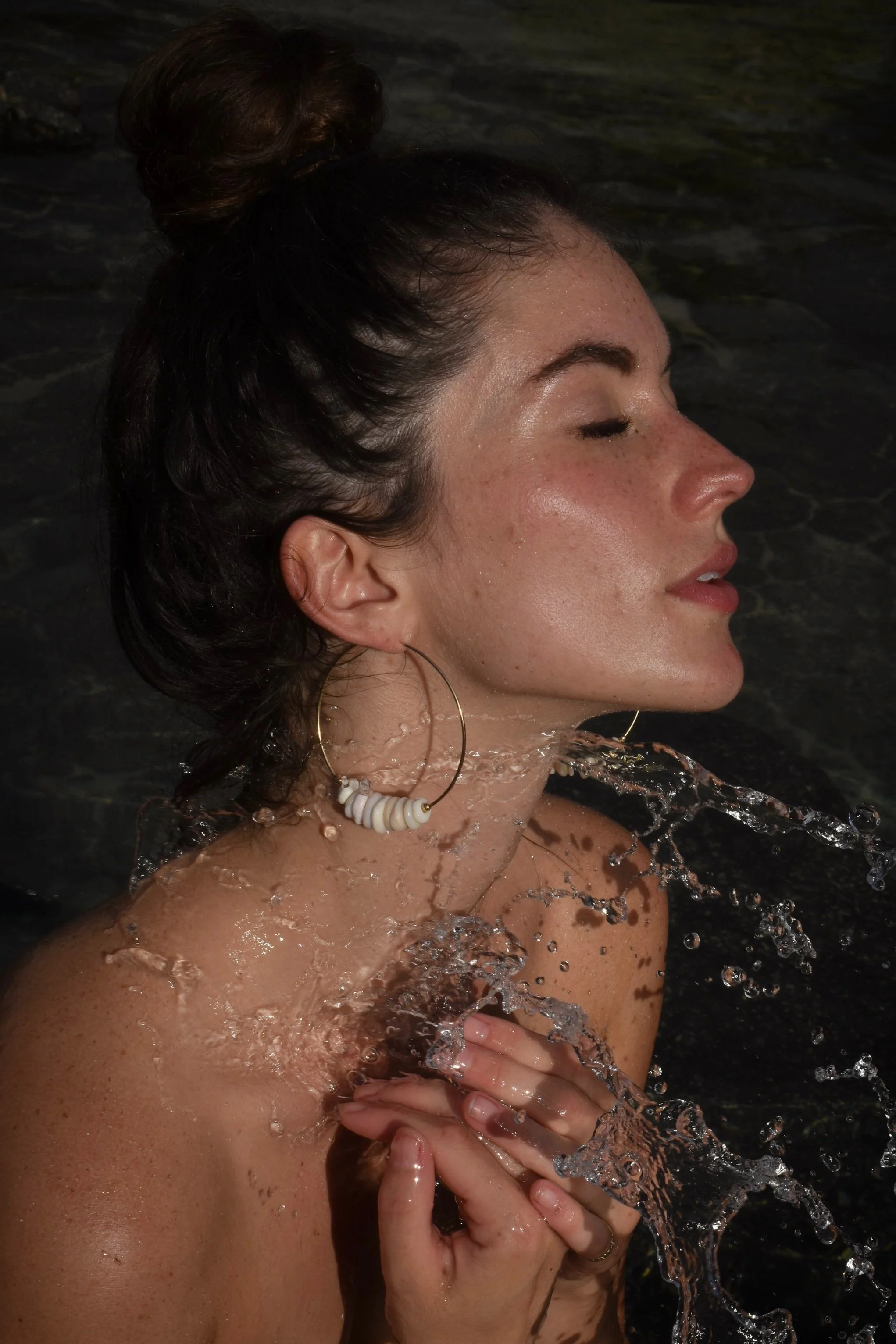 Puka shell hoop earrings