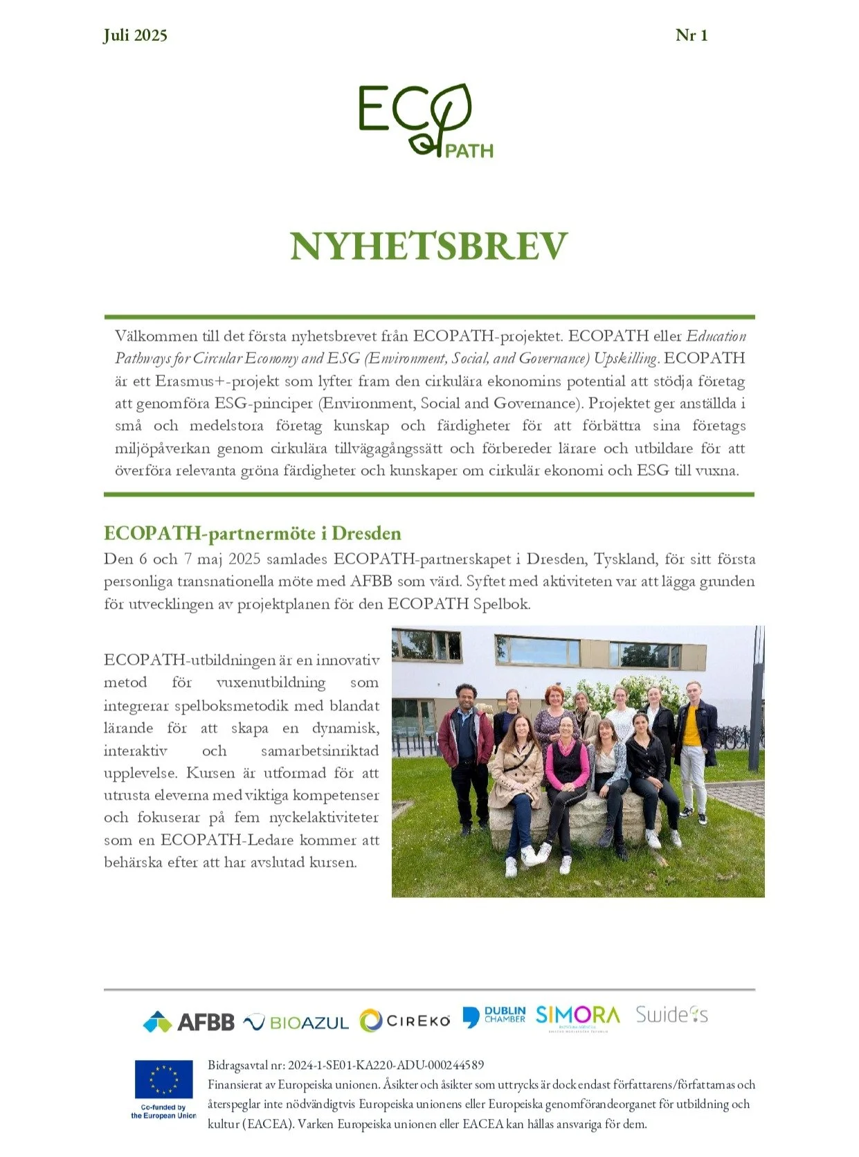 It's been a busy time for us over the last few months, as we've been working on various activities as part of our ECOPATH project! In our first newsletter, we'll fill you in on everything we've done and our plans for the future.

You can also read ou