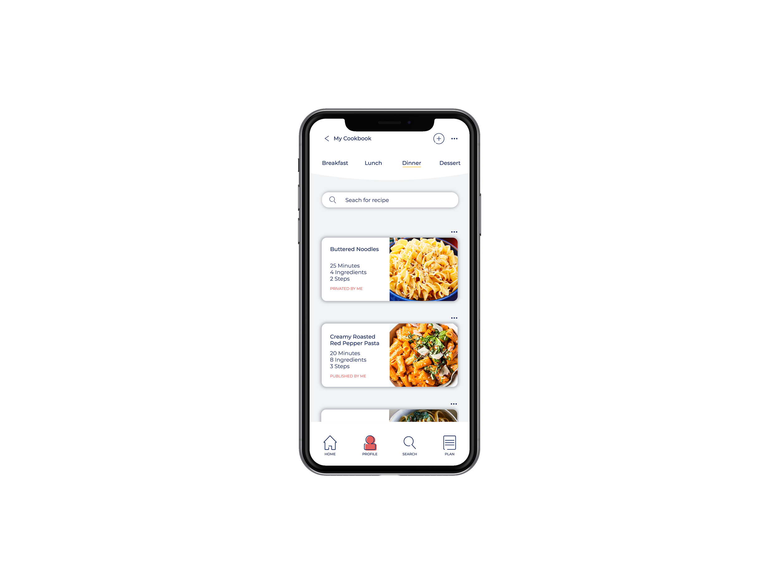 Searching for Recipe on Profile