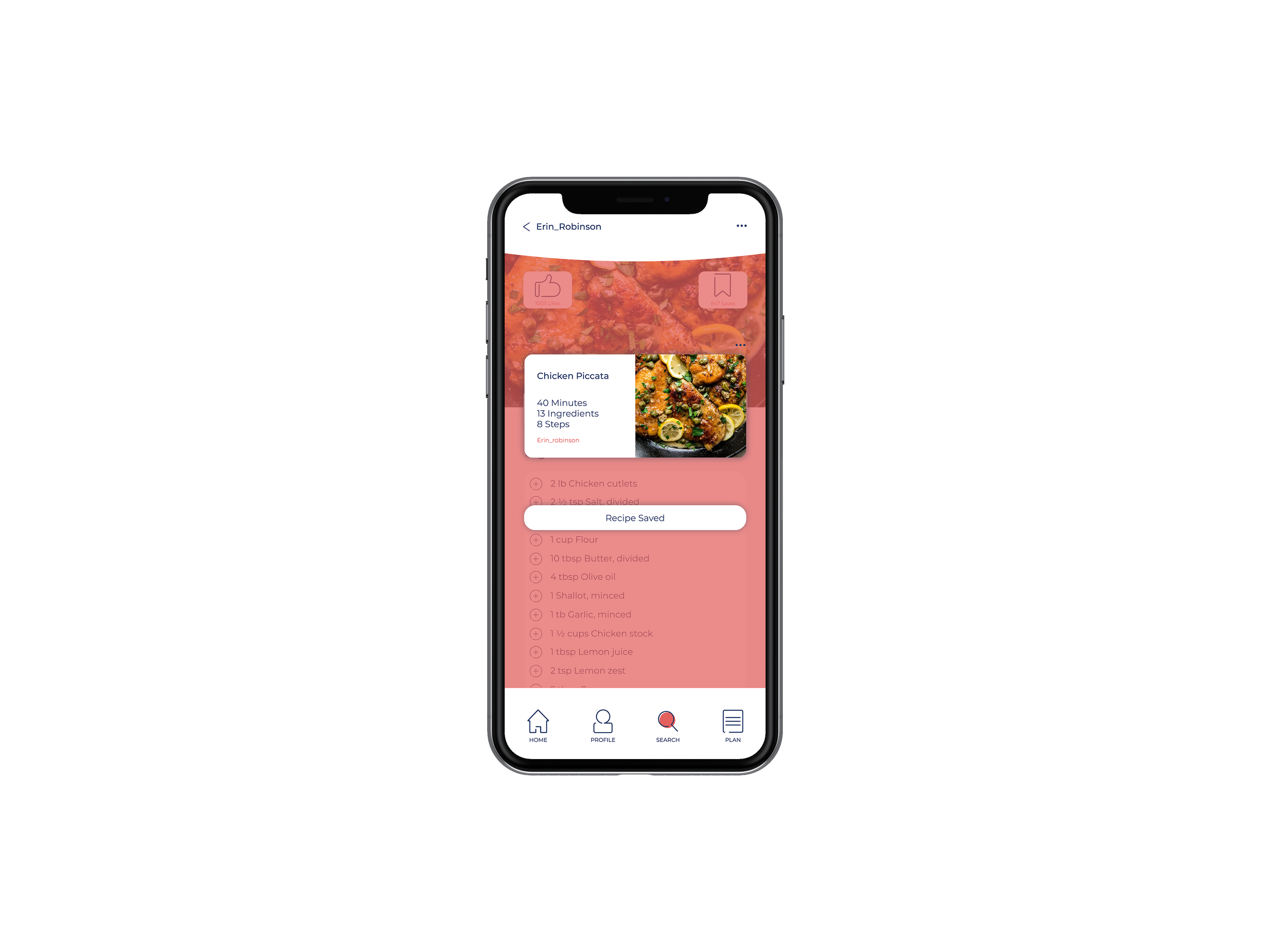 Save Recipe from Search