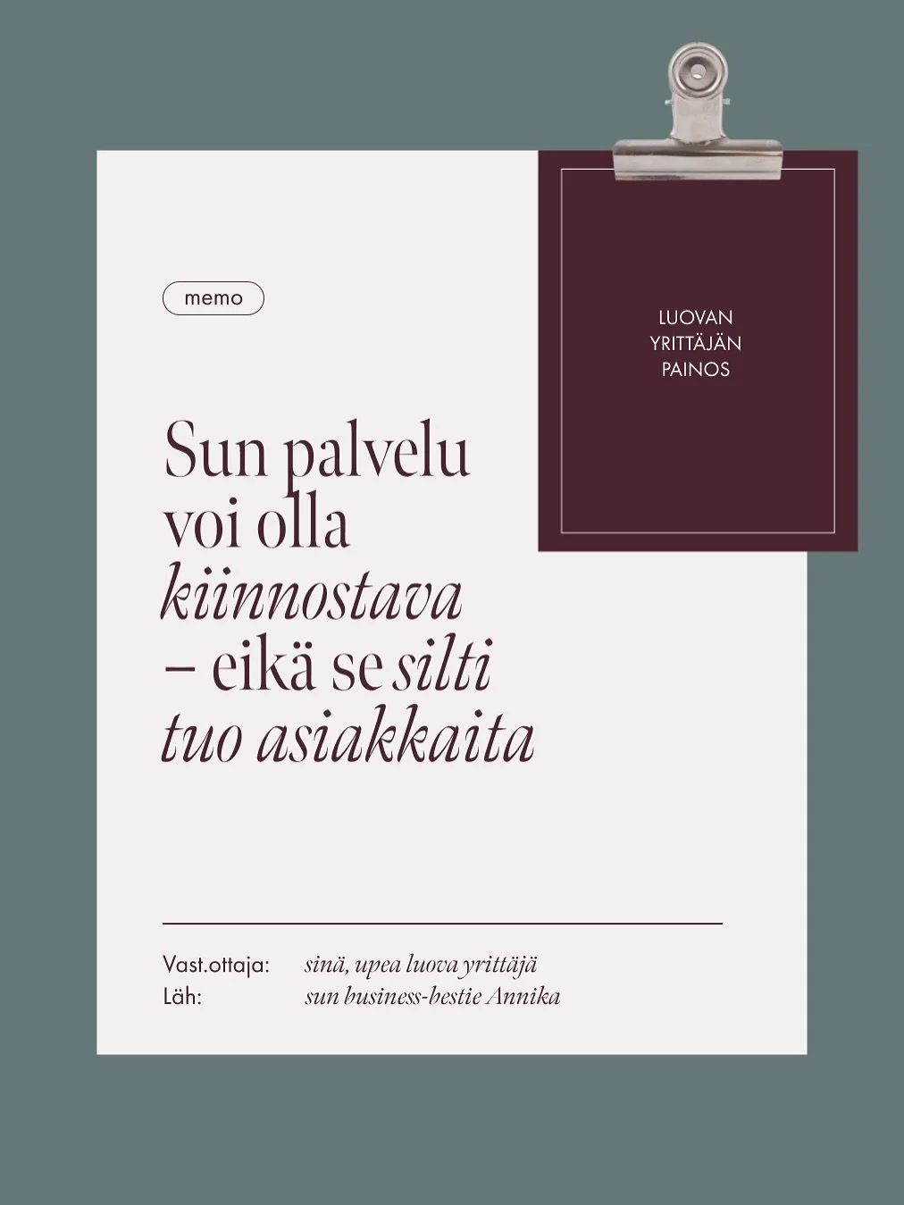 Marraskuussa meid&auml;n ty&ouml;p&ouml;ydill&auml; on tosi paljon&hellip; On t&auml;m&auml;n vuoden viimeisten t&ouml;iden aikataulut, jouluvalmistelut (ainakin meill&auml; n&auml;m&auml; on 80% just &auml;idin vastuulla), ja samaan aikaan pit&auml;