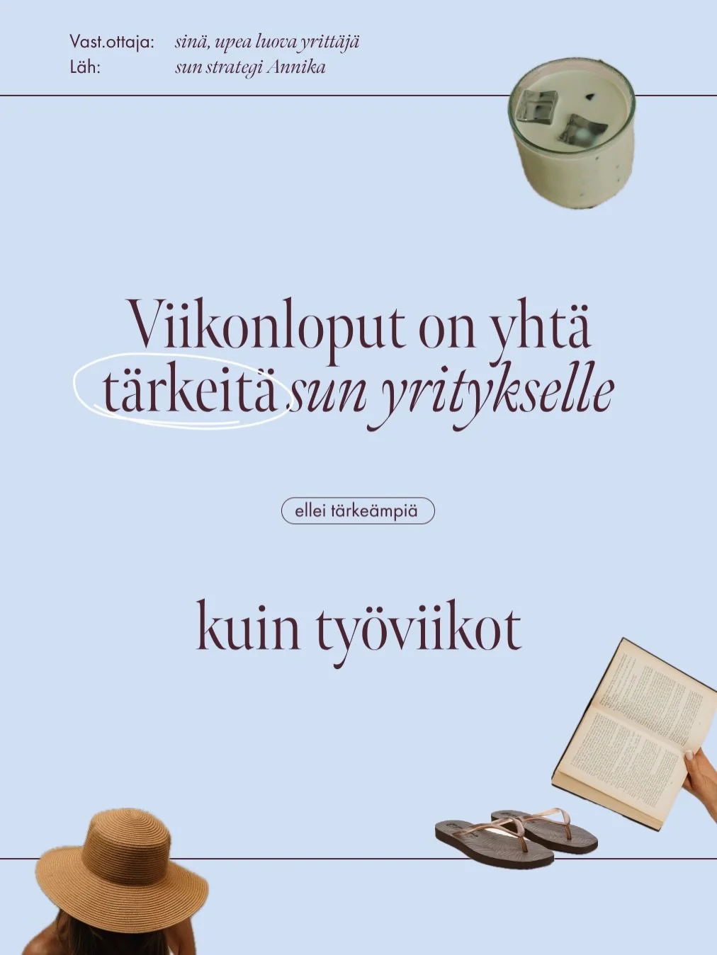 PIENI MUISTUTUS MIT&Auml; JUST NYT KAIPAAT &darr;

Meid&auml;n pit&auml;&auml; pysty&auml; tekem&auml;&auml;n skarppeja p&auml;&auml;t&ouml;ksi&auml; t&ouml;iss&auml;. Ja me halutaan nauttia meid&auml;n arkiaamuista oikeasti. Ja olla tasapainossa yri