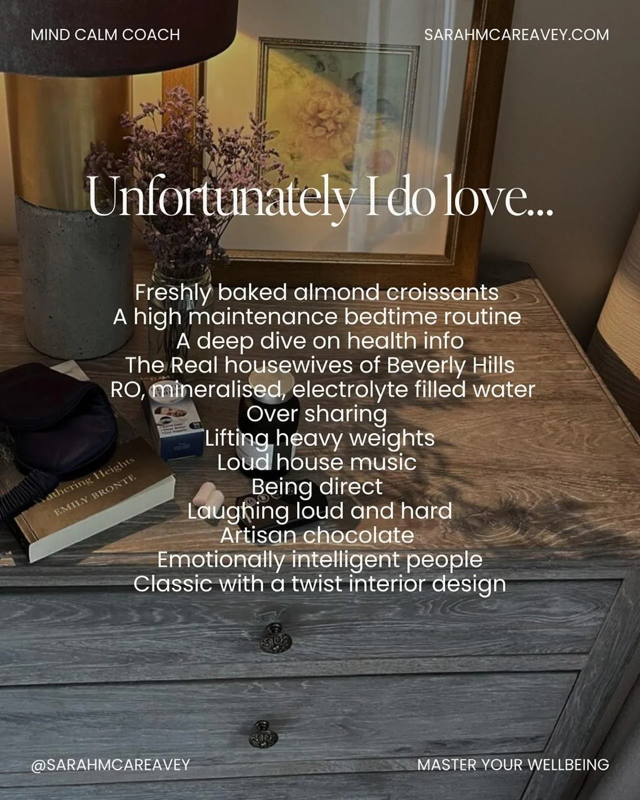 Love this trend as I get a sneak peek into the lives of people I follow.

Here&rsquo;s mine&hellip; weird?  familiar? relatable?  The second one includes part of that high maintenance bedtime routine in the pic - ear plugs, silk eye mask, mouth tape,