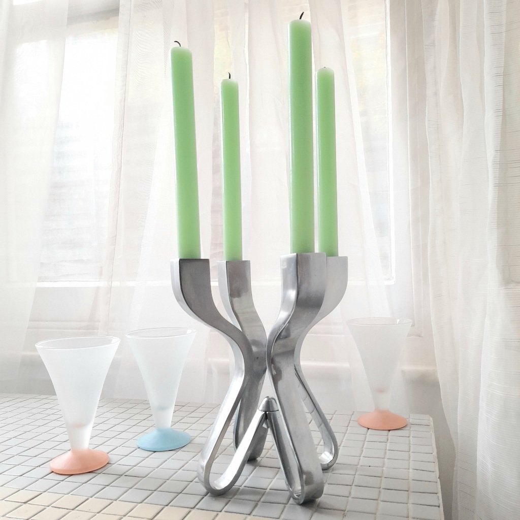 chorus candelabra, Karim Rashid, Umbra candle holder, Silver candle holder, silver candelabra