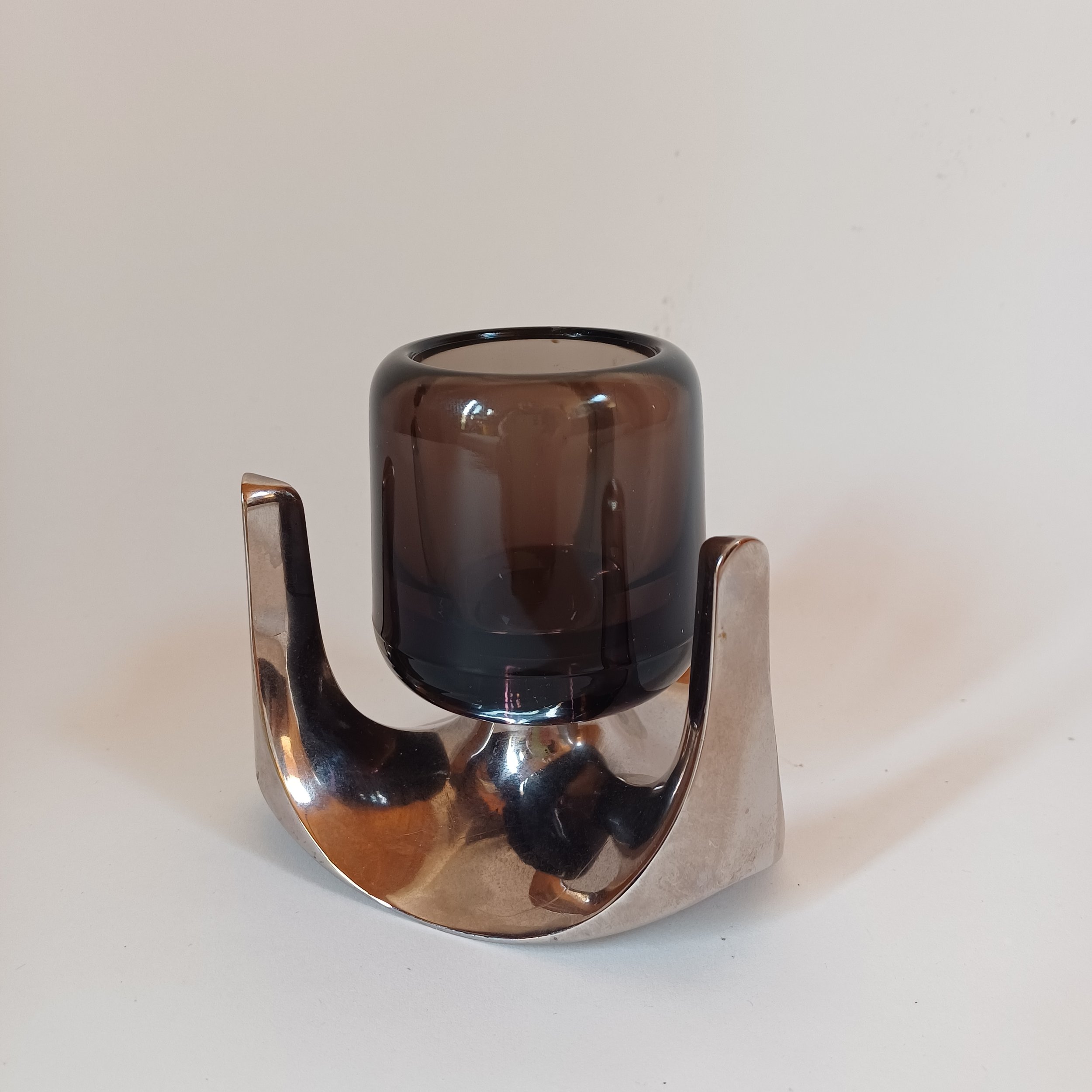 Chrome and brown glass candleholder 4.jpg