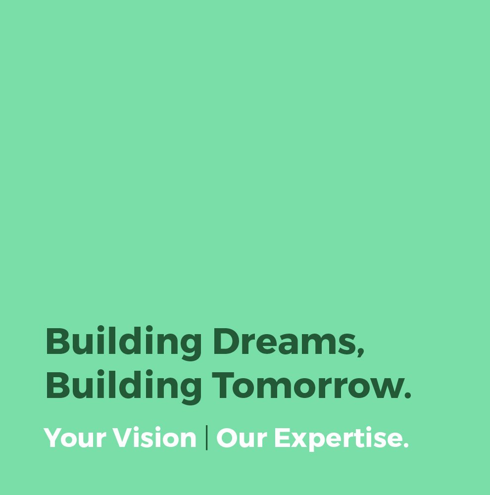 Regan Construction brand tagline: 'Building Dreams, Building Tomorrow. Your Vision, Our Expertise.'