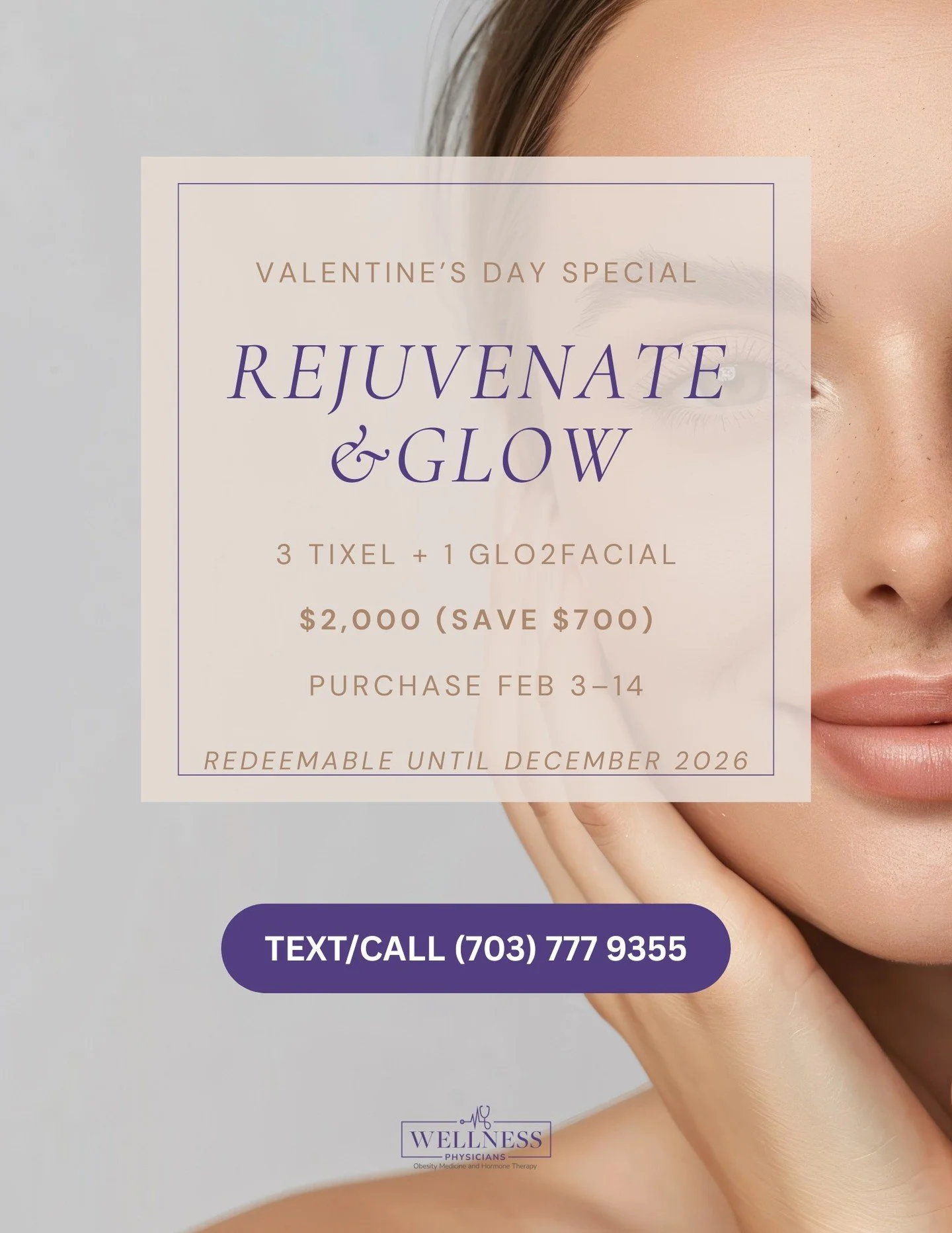 ✨ Rejuvenate. Glow. Love Your Skin Again. ✨

This Valentine&rsquo;s Day, give your skin the care it deserves.
Our Rejuvenate &amp; Glow Special combines advanced skin rejuvenation with deep oxygenation to help smooth fine lines, restore radiance, and