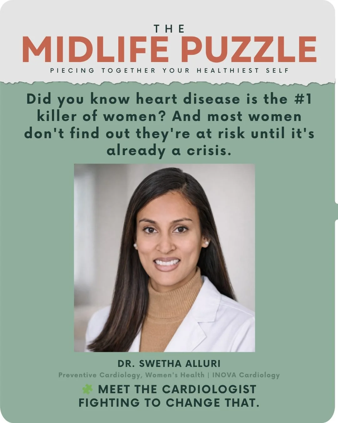 Heart disease is the #1 killer of women. And most women don't realize their risk has quietly been climbing since perimenopause began.

When estrogen drops, everything shifts &mdash; cholesterol, blood pressure, inflammation. And if no one is connecti