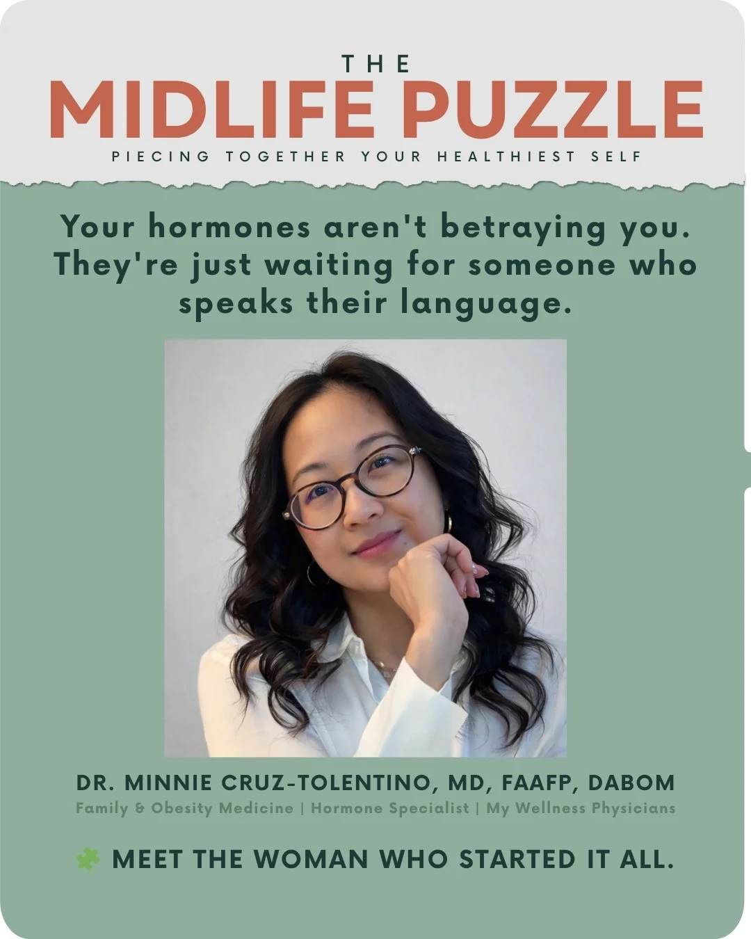 She didn't just study this. She's living it.

Dr. Minnie Cruz-Tolentino, MD, FAAFP, DABOM is a double board-certified physician in Family Medicine and Obesity Medicine, and the founder of My Wellness Physicians in Leesburg, VA &mdash; but what sets h