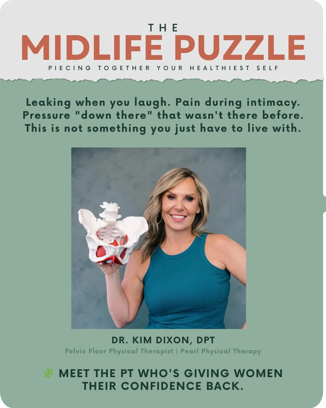 Let's talk about the thing a lot of women laugh off &mdash; but really, really shouldn't have to.

Leaking when you sneeze. Avoiding the trampoline with your kids. Pain during intimacy that you've just&hellip; accepted. Pressure that wasn't there fiv